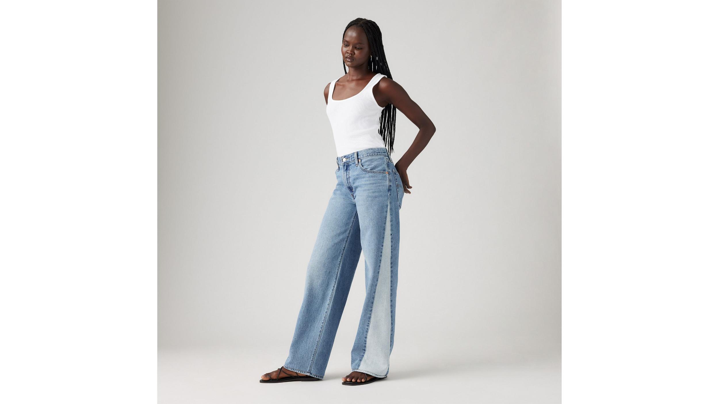 Baggy Dad Pieced Women's Jeans Product Image