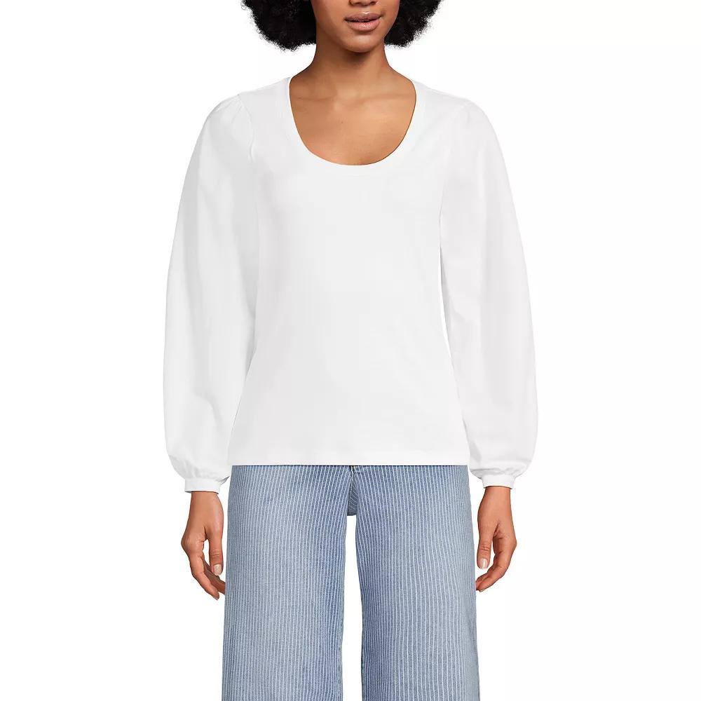 Women's Lands' End Supima Interlock Scoopneck Blouson Sleeve Top,  Product Image