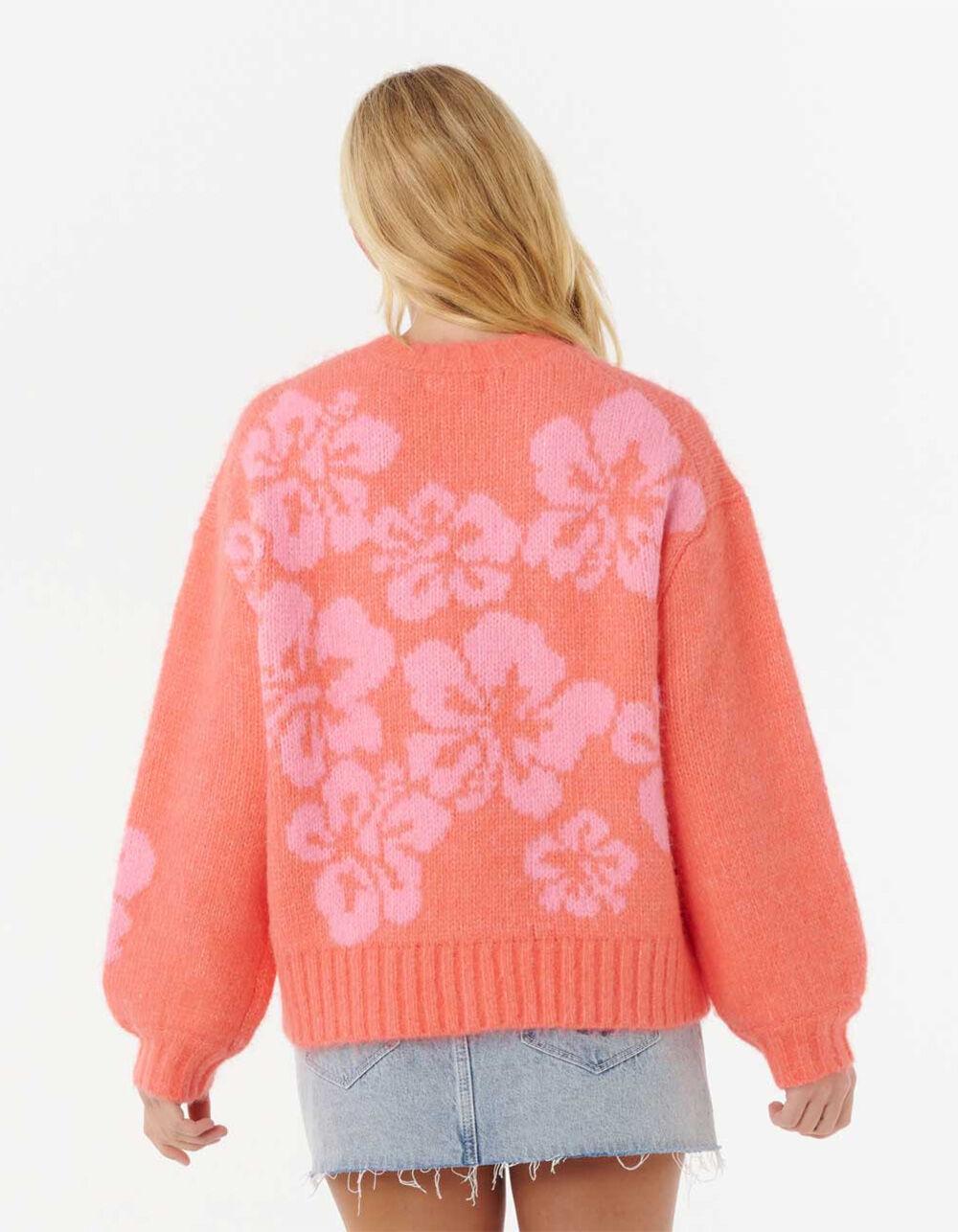 RIP CURL Hibiscus Heat Womens Jacquard Crewneck Sweater - PINK Product Image