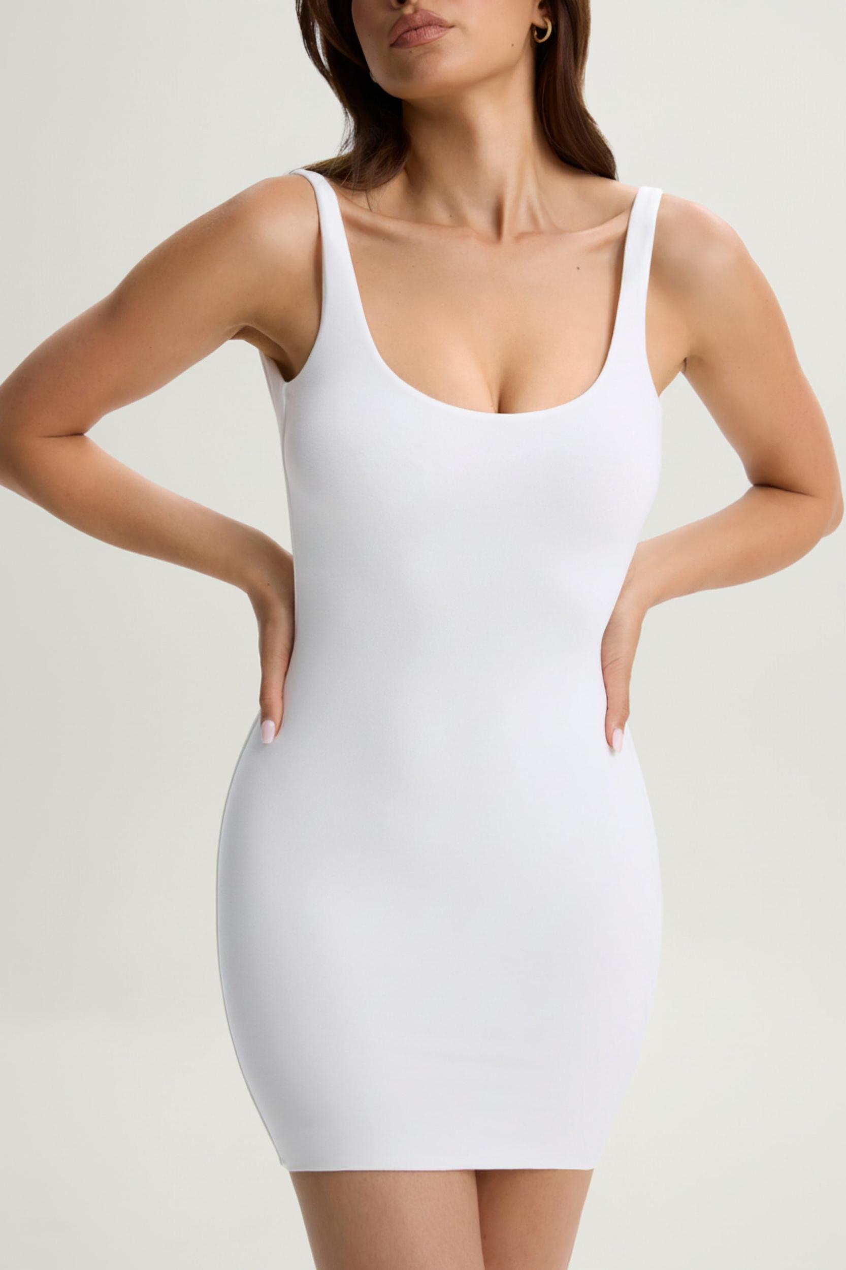 Low-Back Bodycon Mini Dress in White Product Image