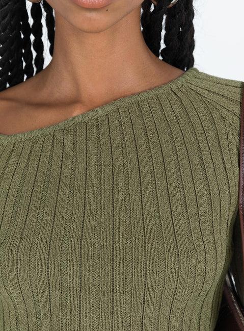 Santorini Knit Top Khaki Product Image