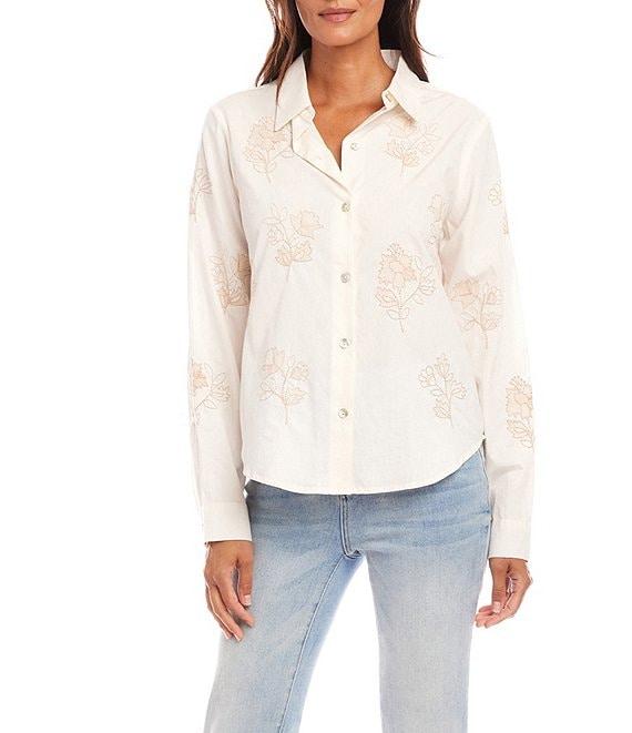 Karen Kane Floral Embroidered Button Front Shirt Product Image