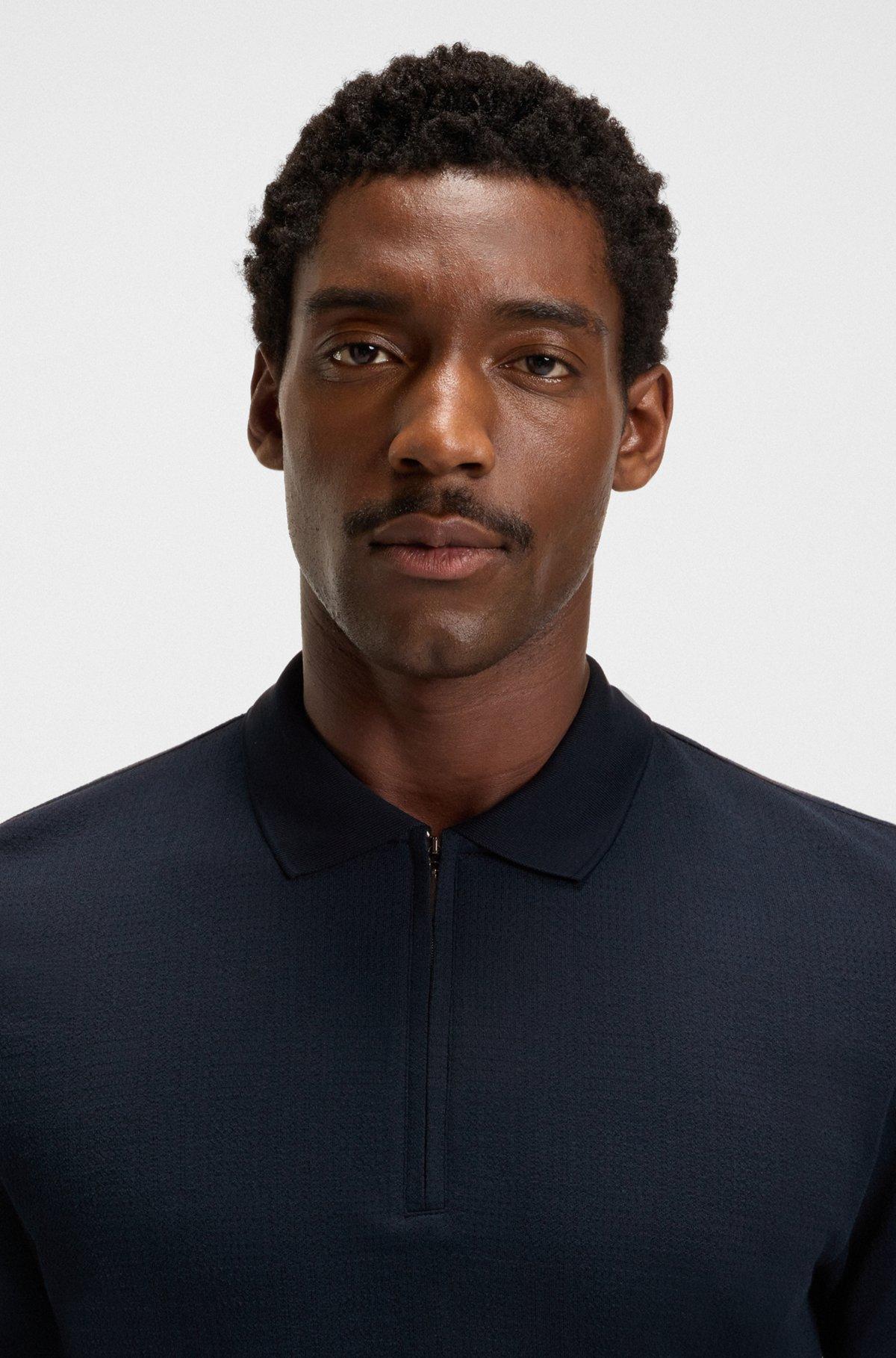 Slim-fit polo shirt in mercerized-cotton jacquard Product Image