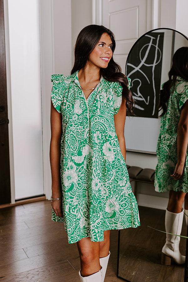 Hello Lovely Floral Dress In Emerald Product Image