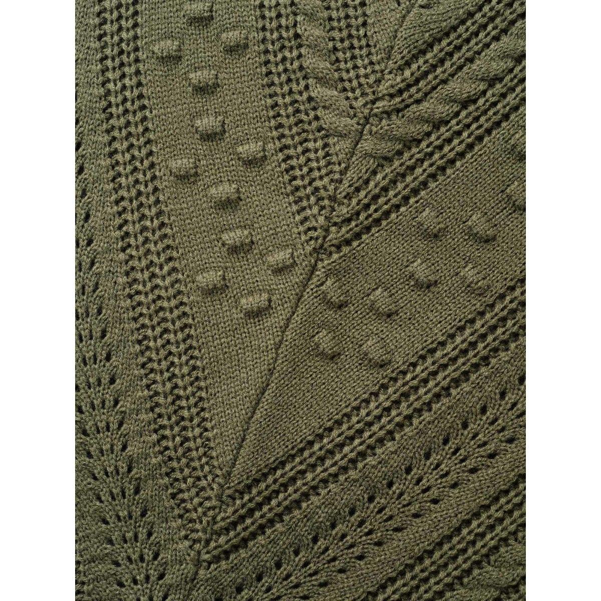 Plus Size Solid Round Neck Cable Knit Pullover ArmyGreen Women Leisure Long Sleeve Round Neck Casual Pullovers BloomChic 26/4X Product Image