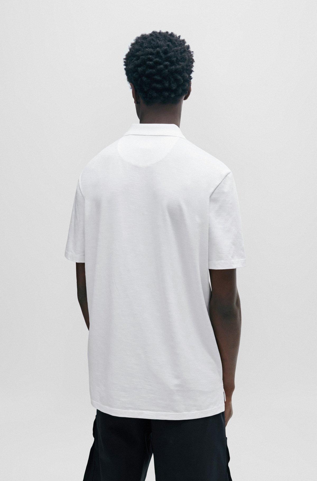 Cotton-blend polo shirt with zip placket Product Image