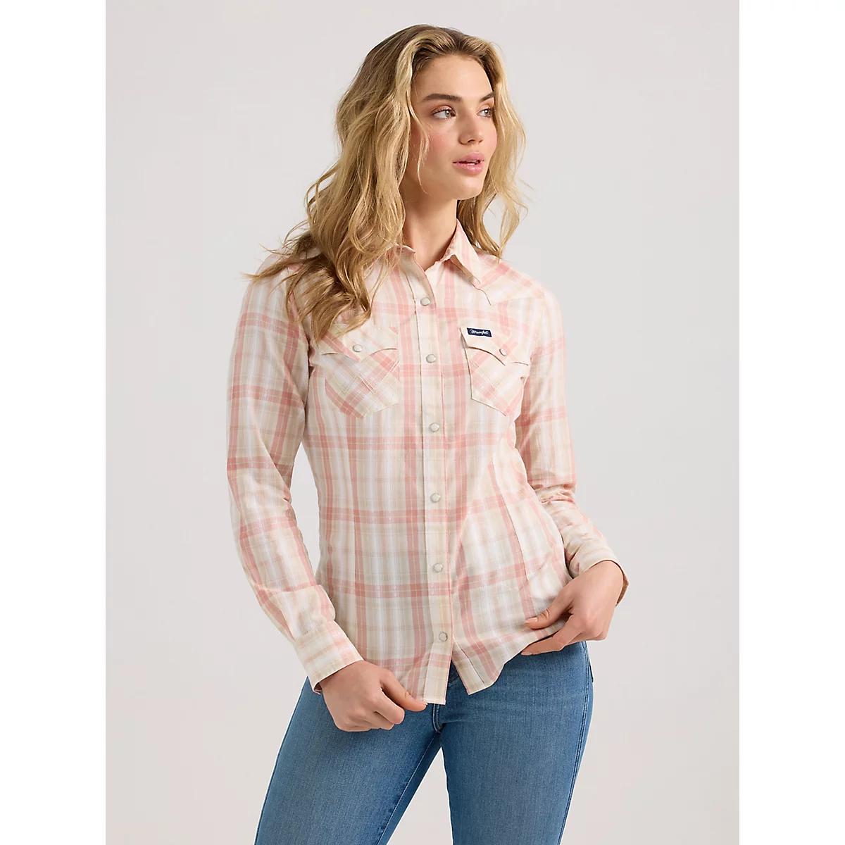 Women's Wrangler Plaid Slim Western Snap Shirt | Women's TOPS | Wrangler® Product Image