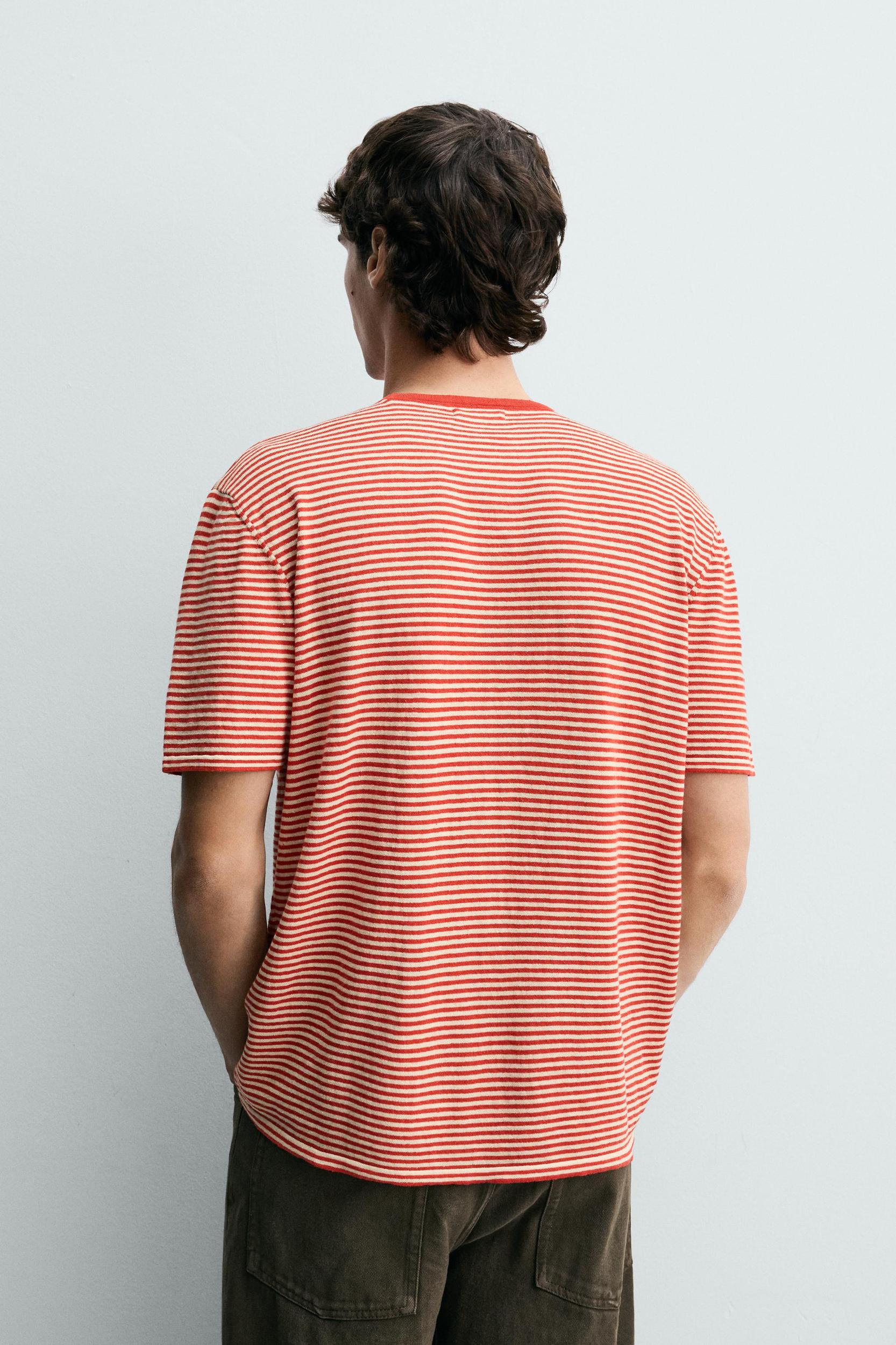 STRIPED REGULAR FIT KNIT T-SHIRT Product Image