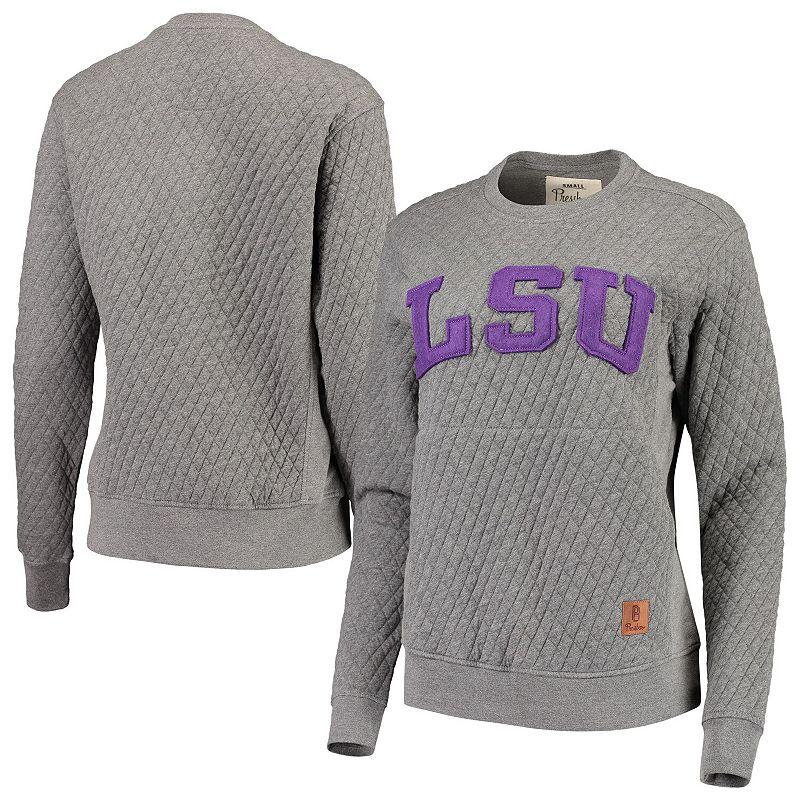 Women's Pressbox Heather Charcoal LSU Tigers Moose Quilted Pullover Sweatshirt,  Product Image