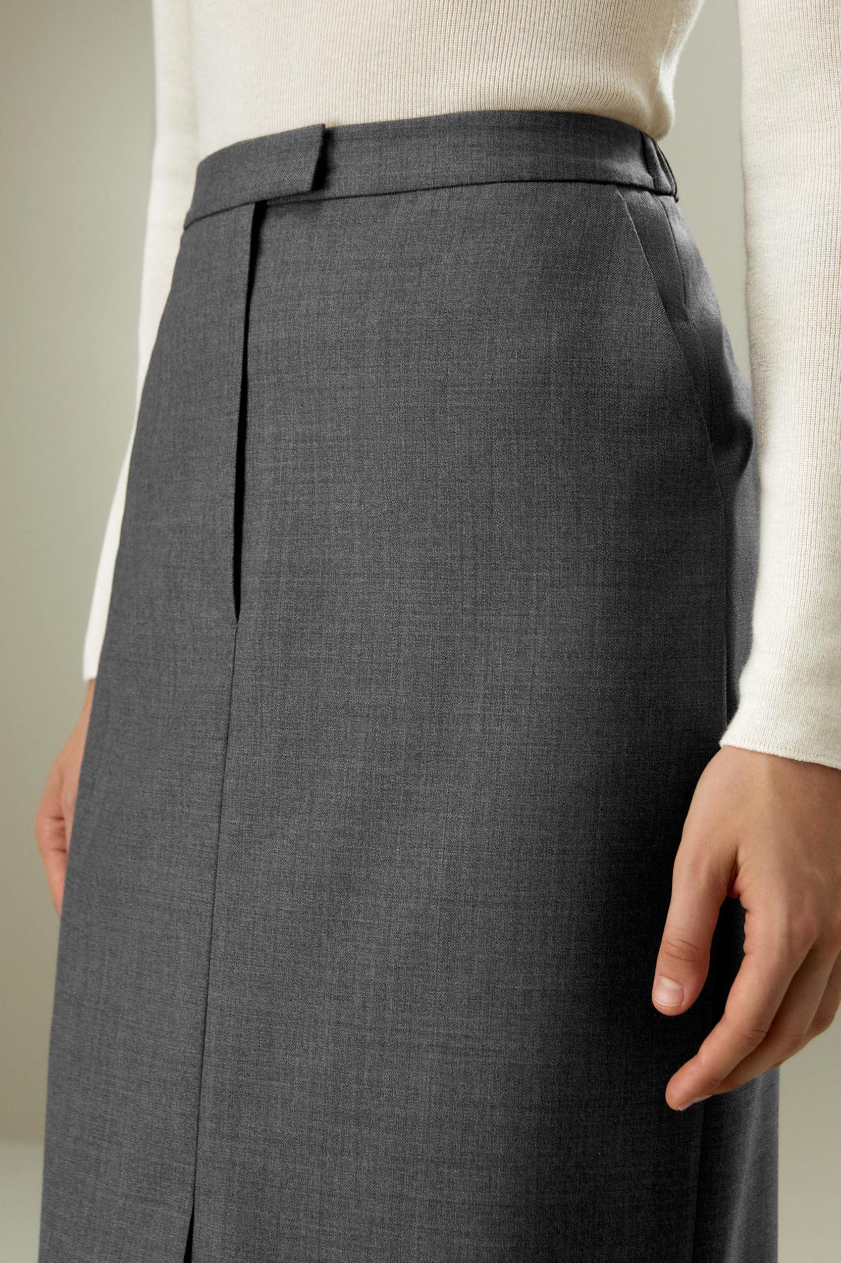 LILYSILK Wool Skirt - Female - Black Silk and Wool - Delicate Elastic Back Waist Skirt 6 Product Image