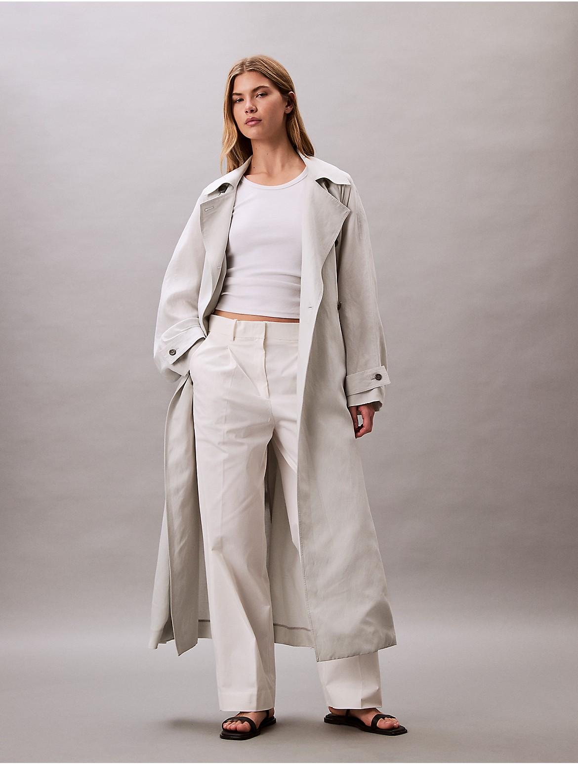 Calvin Klein Womens Cotton Stretch Pleated Chino Trouser - White Product Image