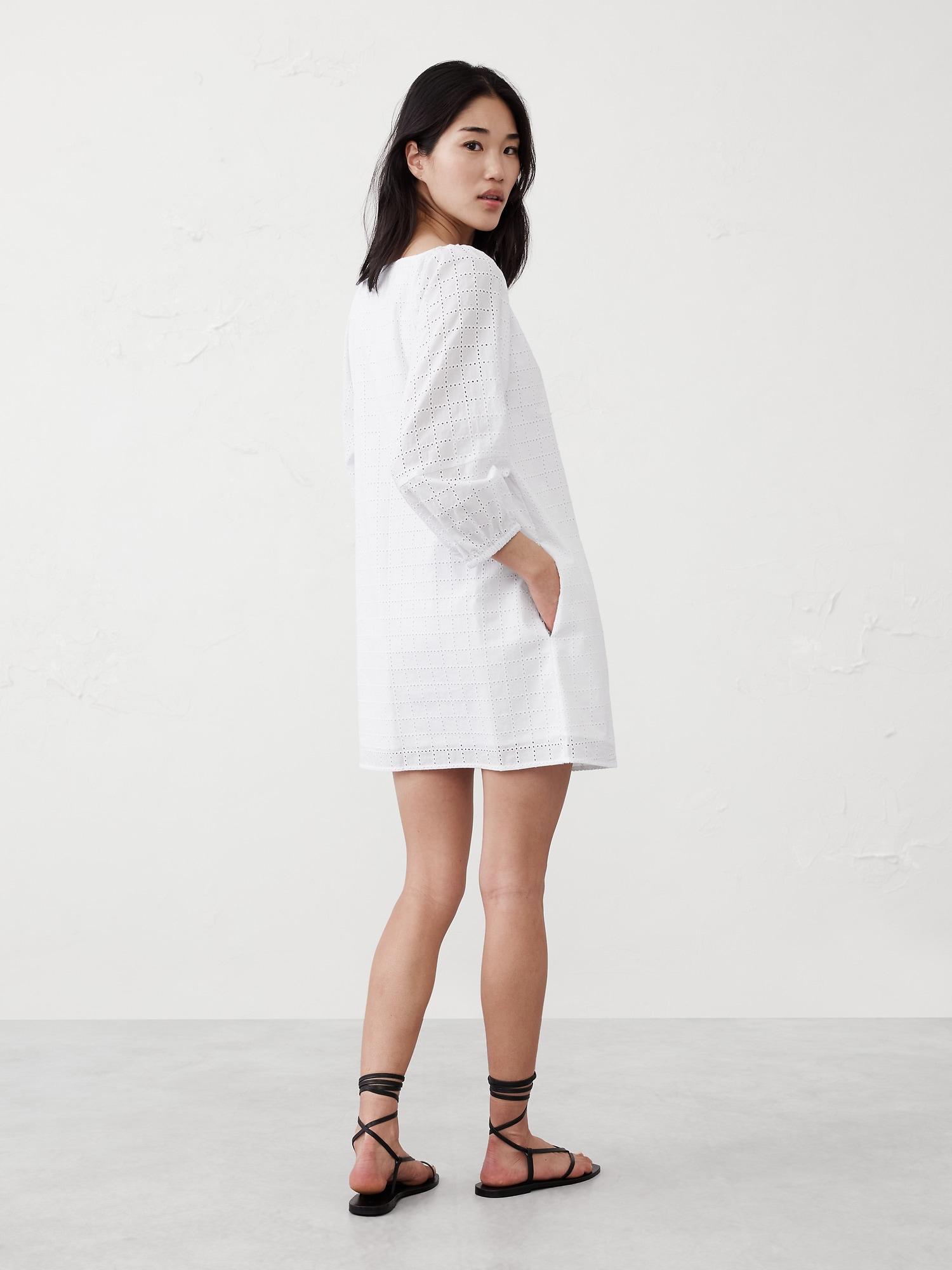 Poplin Puff-Sleeve Mini Dress Product Image