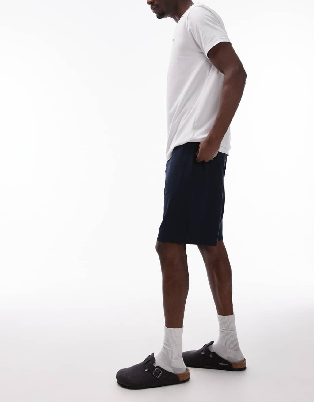 Tommy Hilfiger pajama t-shirt and shorts set in white/navy Product Image