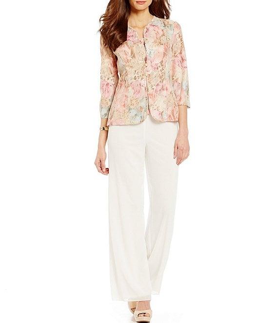 Alex Evenings Silky Chiffon Wide Leg Flowy Pants Product Image