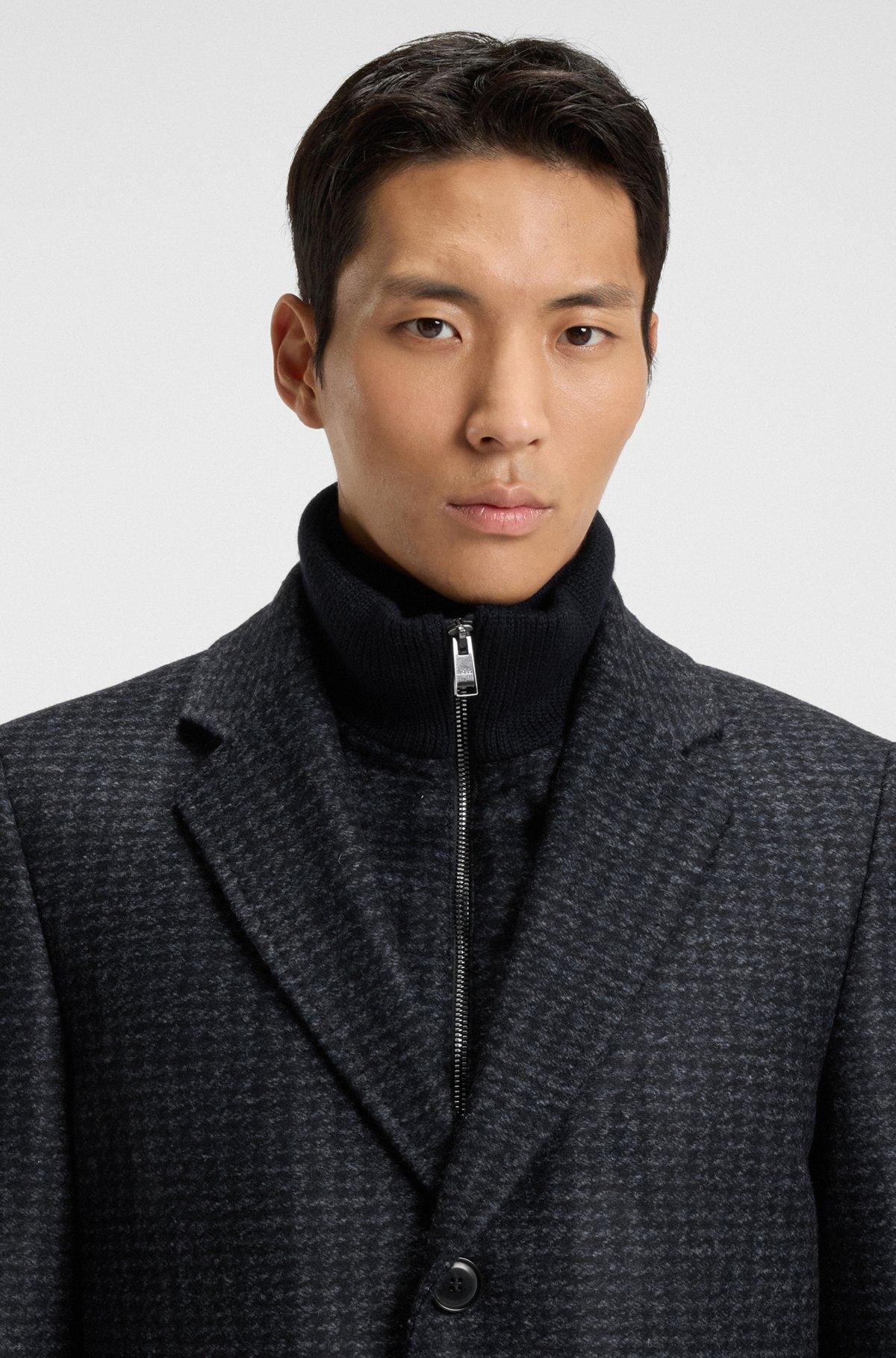 Slim-fit coat with detachable inner Product Image