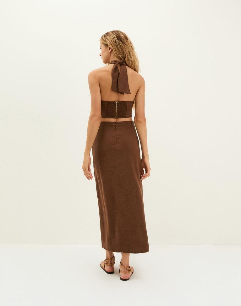 Luna Midi Skirt - Brown Product Image