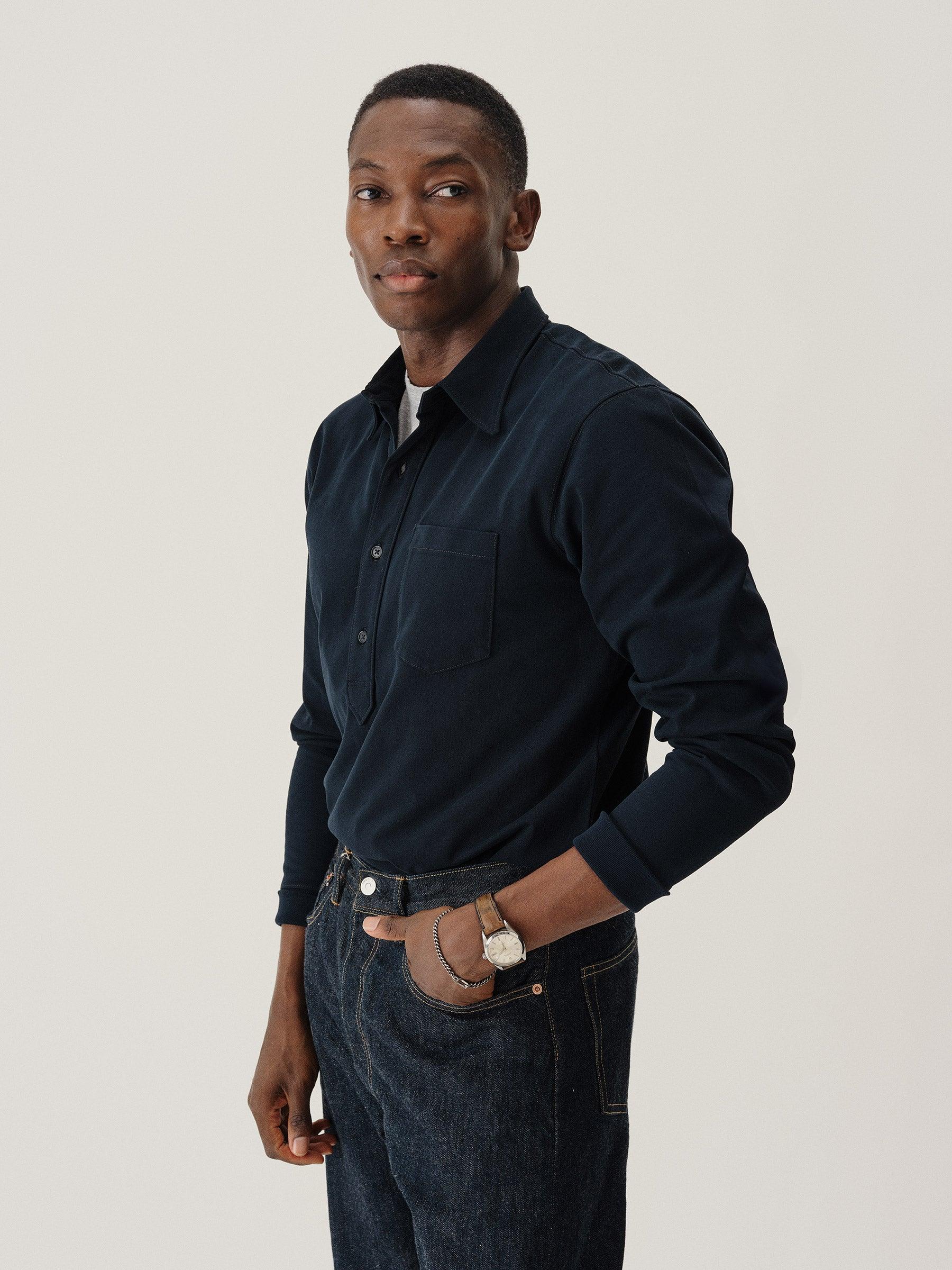 Navy Coolhand Cotton Popover Product Image