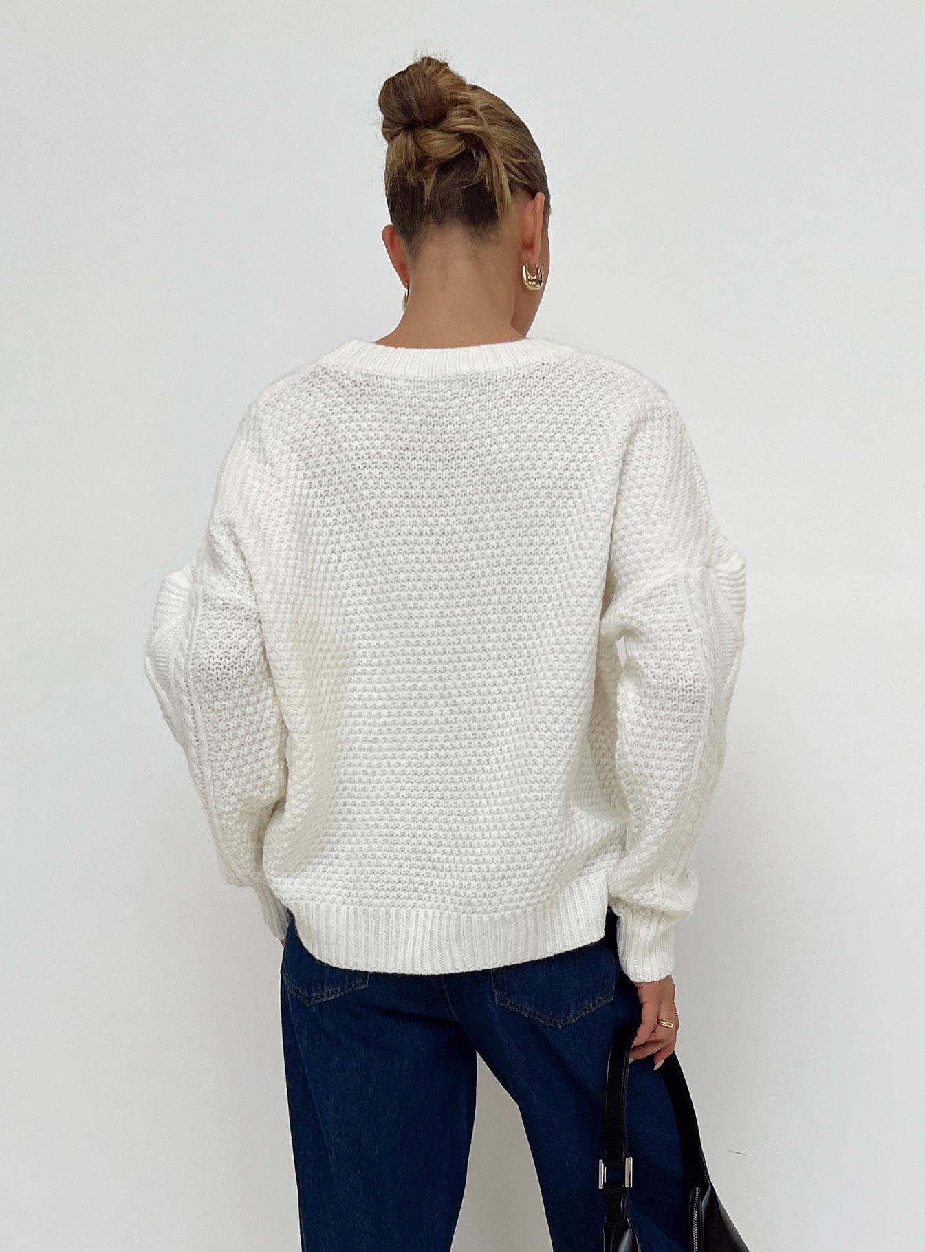 Canlish Cable Sweater Cream Lower Impact Product Image