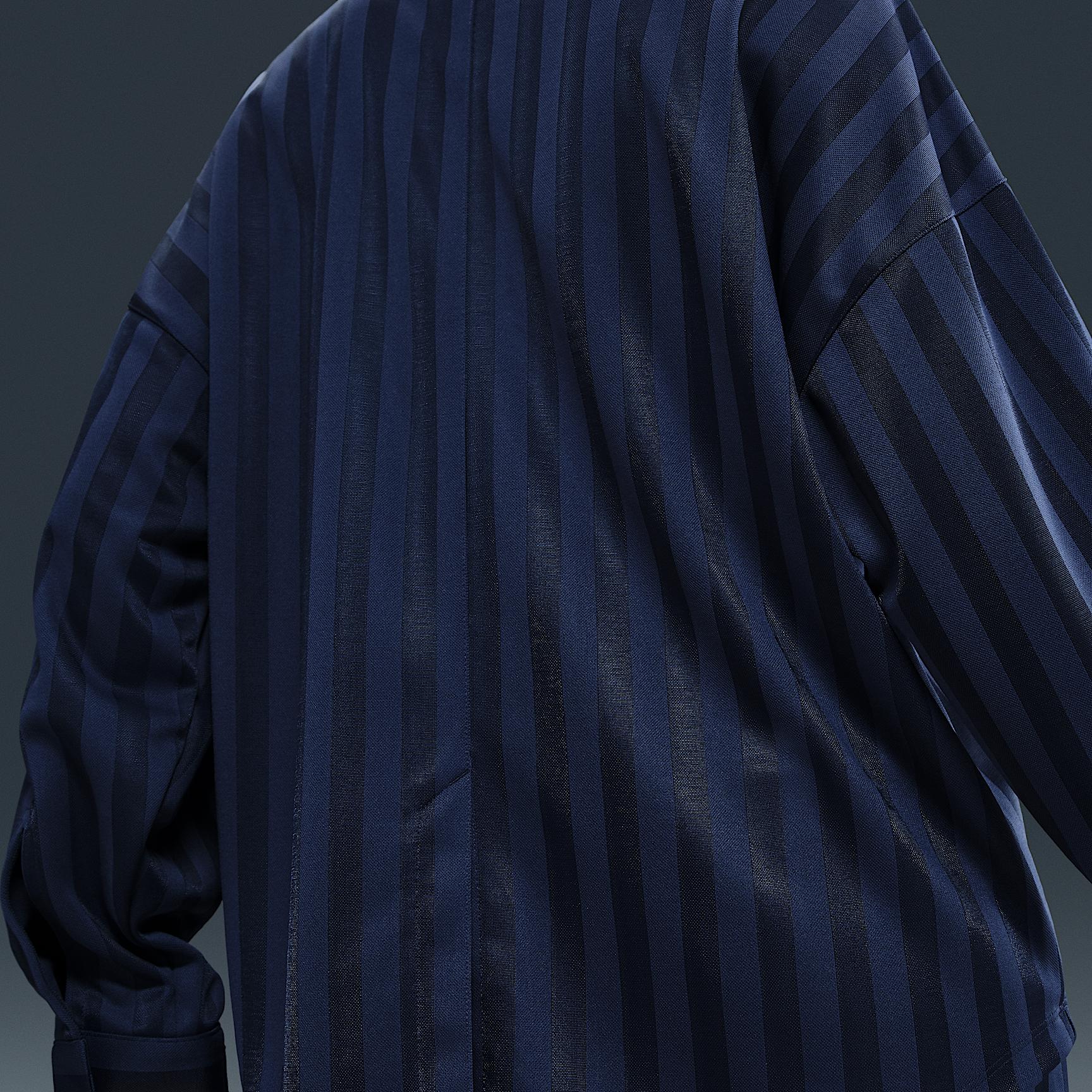 Womens Nike Sportswear Oversized Jacquard Striped Button-Down Shirt | HV1956-110 Product Image