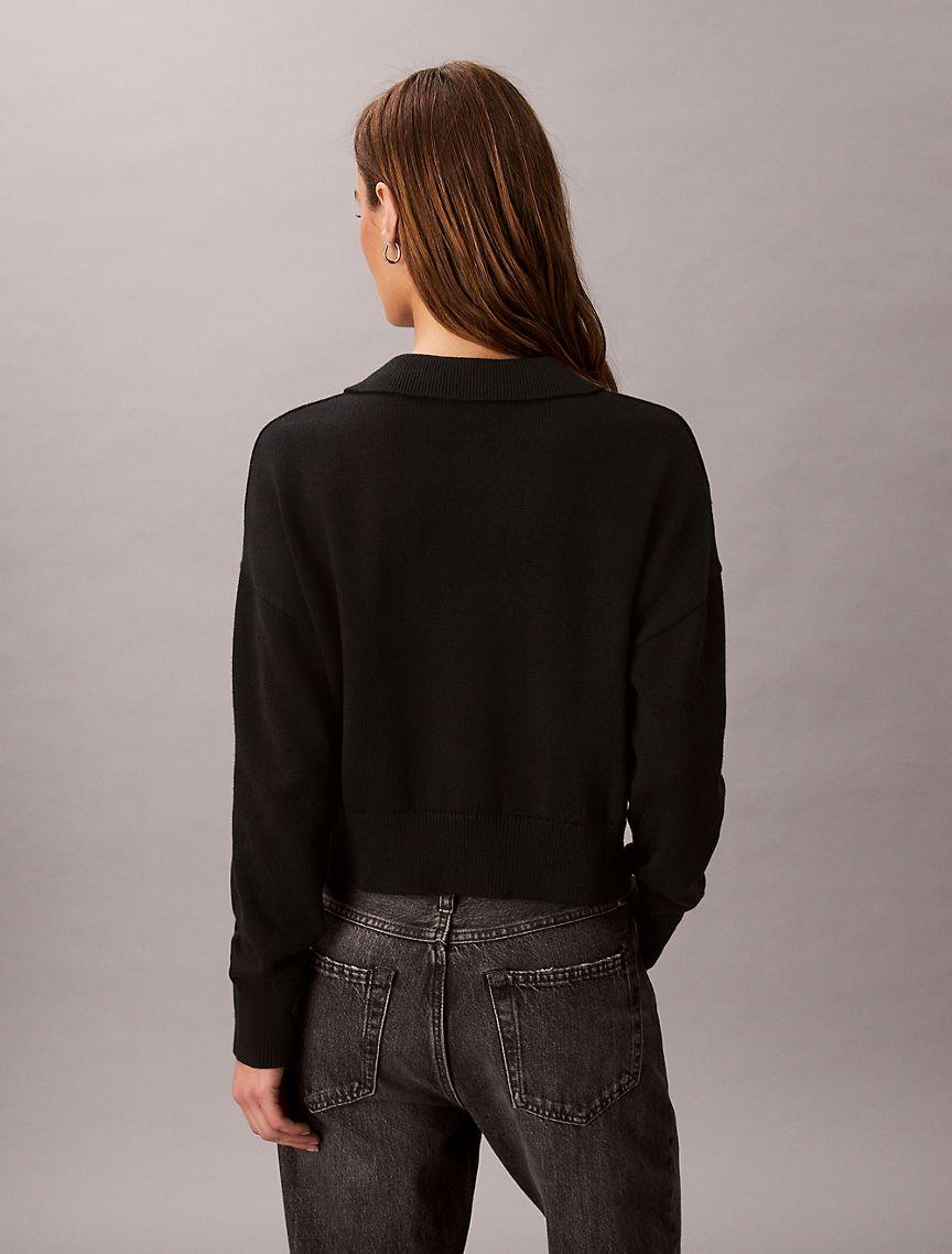 Smooth Cotton Polo Sweater Product Image