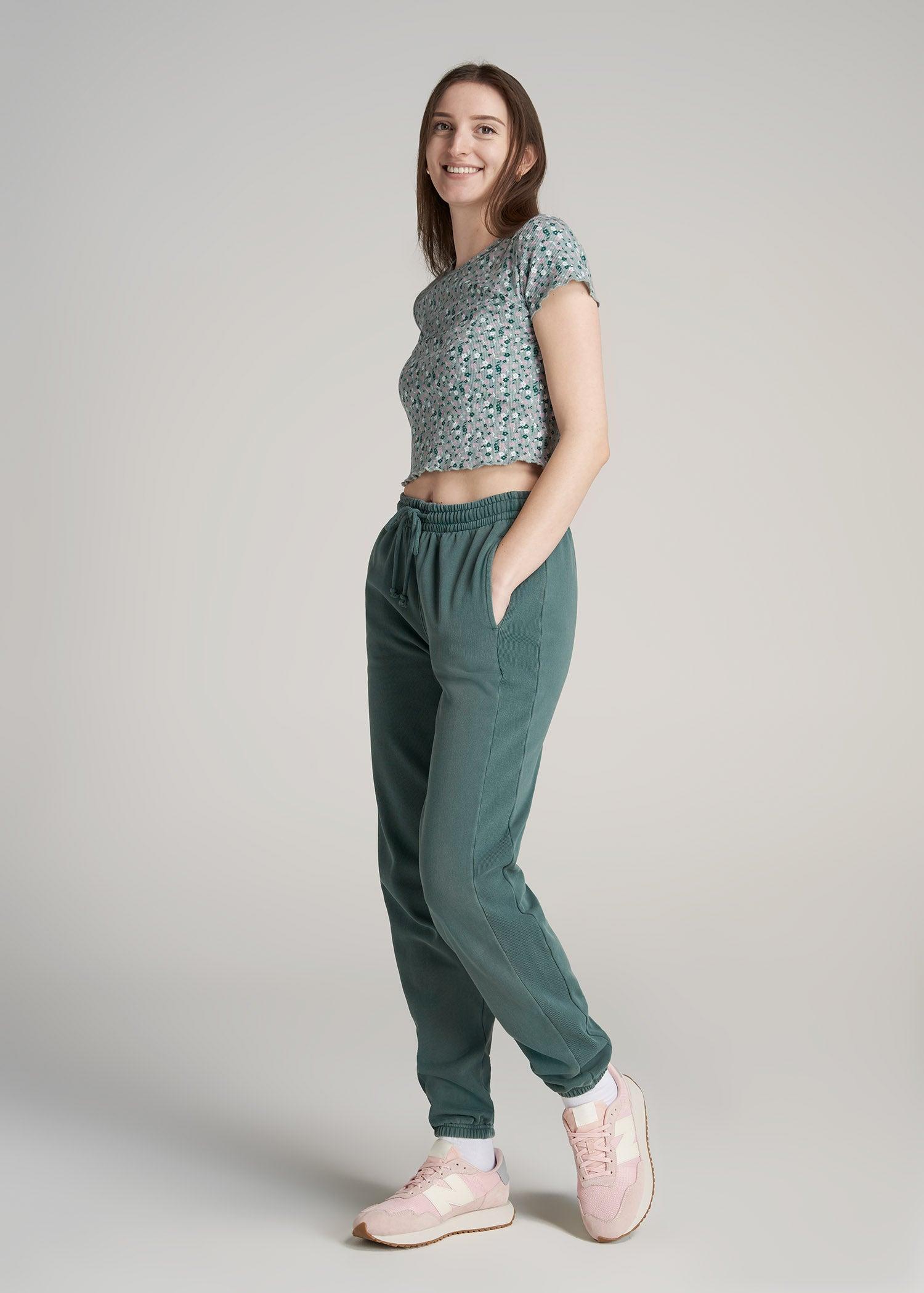 Cropped Waffle Tee for Tall Women in Seaglass Floral Female Product Image