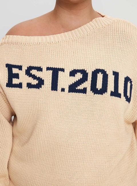 Jadynn Off Shoulder Knit Sweater Cream Curve Product Image