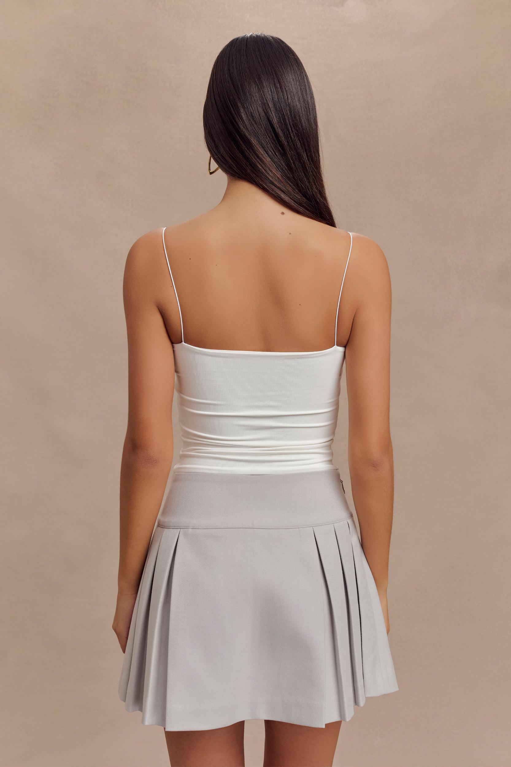 Arya Longline Spaghetti Strap Top - White Product Image
