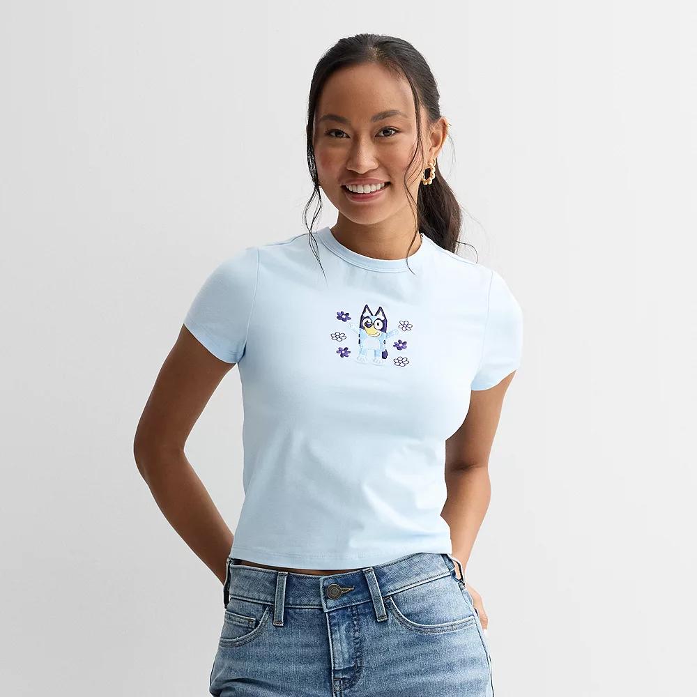Juniors' Bluey Hands Up In The Air Graphic Baby Tee, Women's, Size: Large, Light Blue Product Image