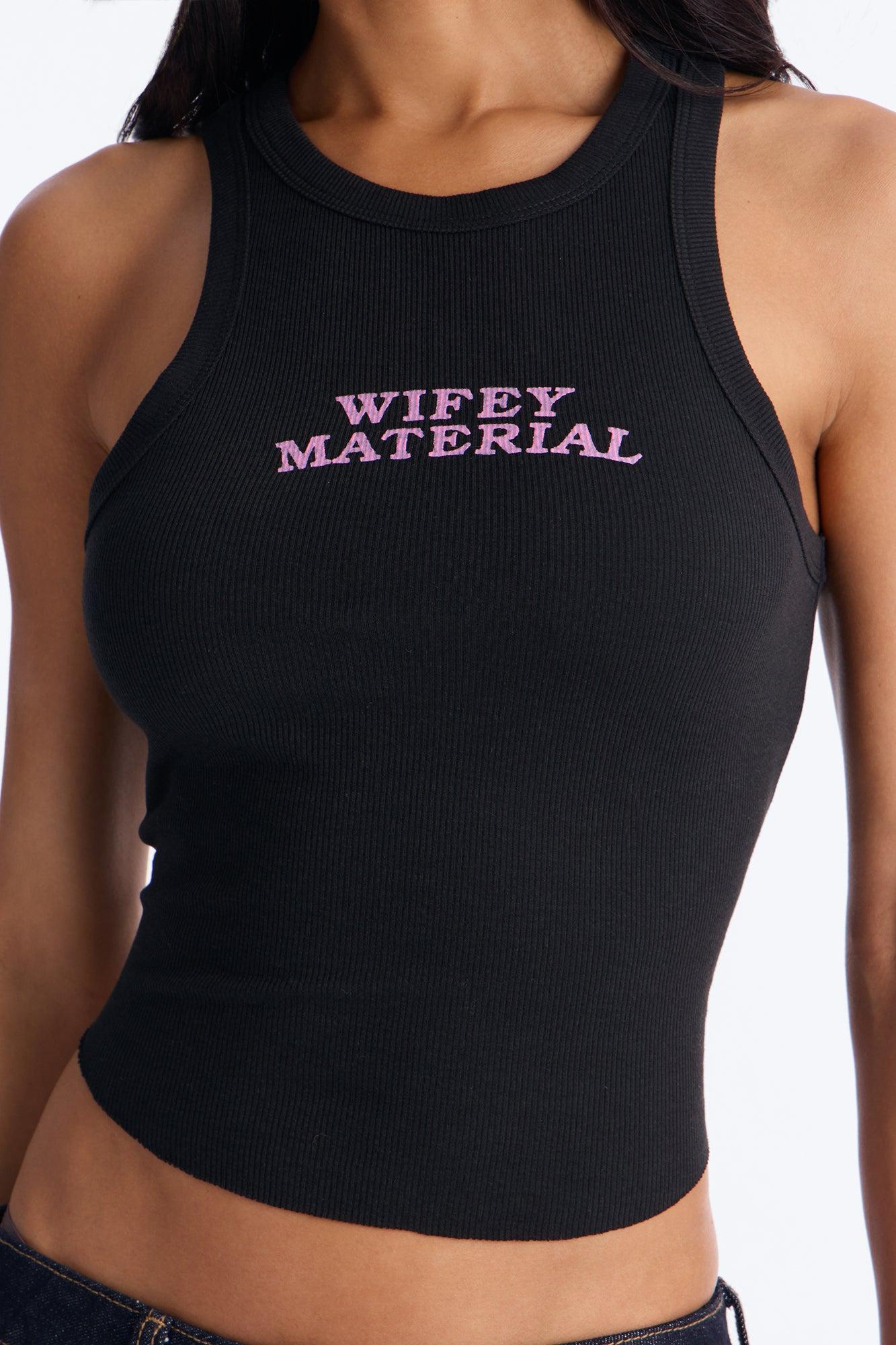 Wifey Material Tank Top - Black Female Product Image