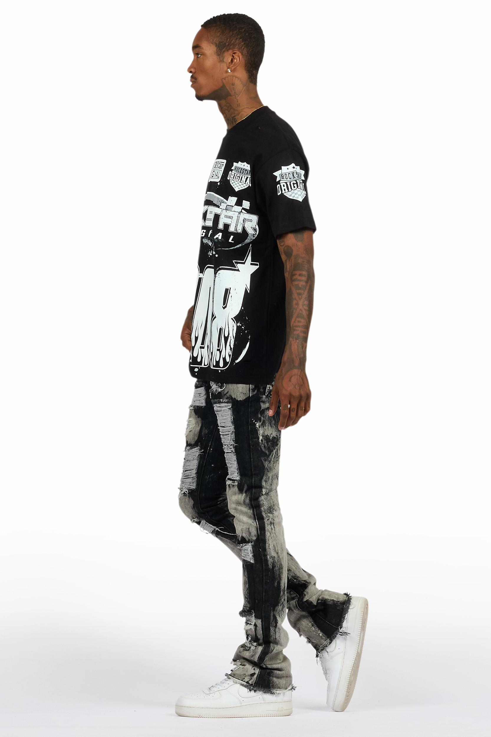 Amos Black T-Shirt/Stacked Flare Jean Bundle Male Product Image