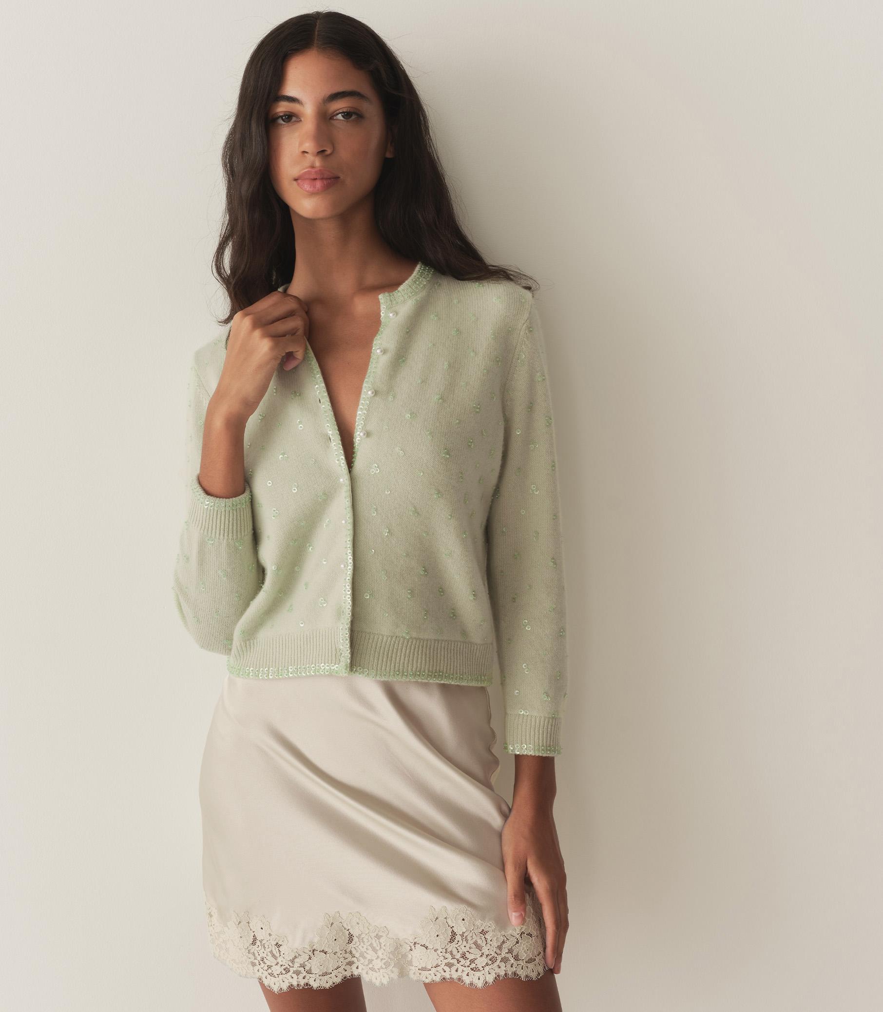 PAILLETTE CARDIGAN -- MINT TEA Product Image