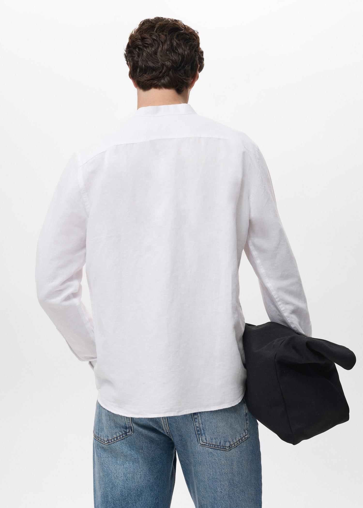 Mao collar linen shirt - Men | MANGO USA Product Image
