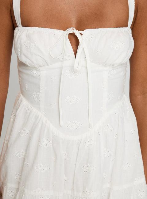 Anabelita Broderie Mini Dress White Product Image