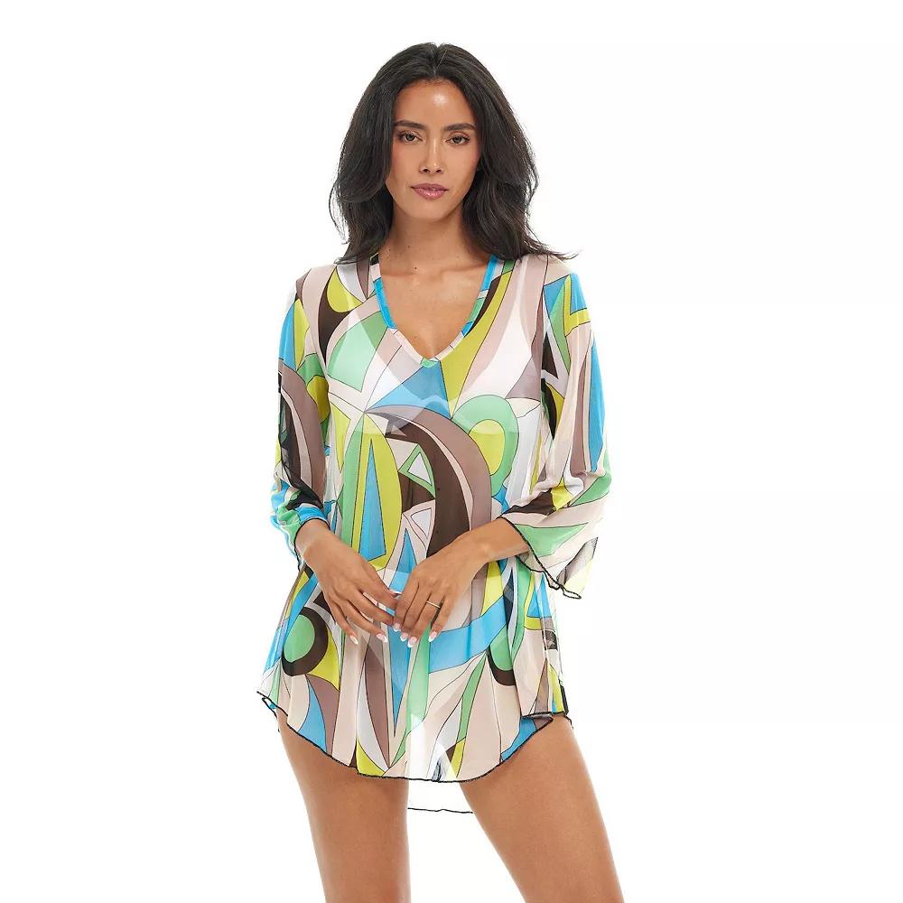 Women's Jordan Taylor Printed V-Neck Tunic Swim Cover Up,  Product Image
