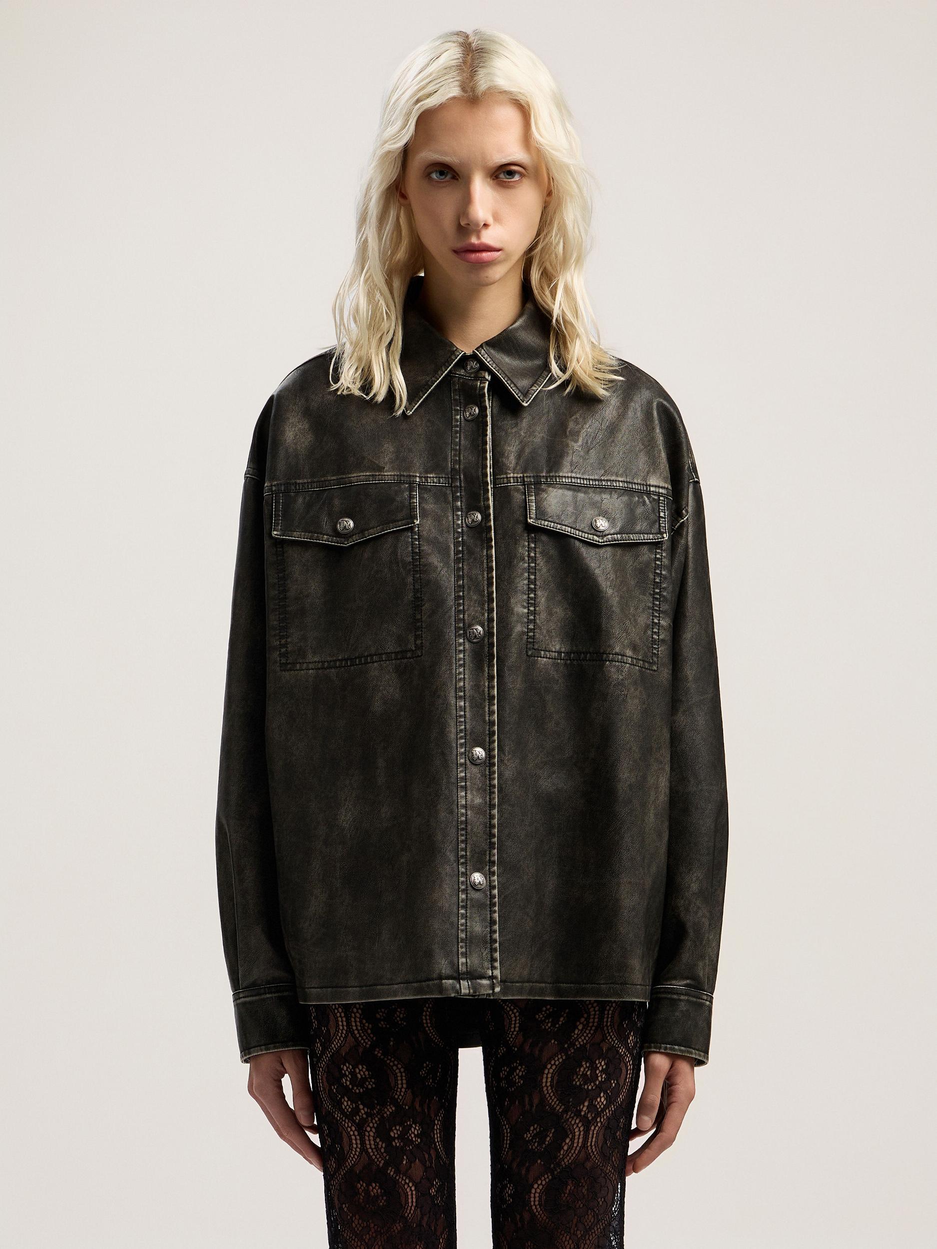 Curved Logo Coated Overshirt Product Image