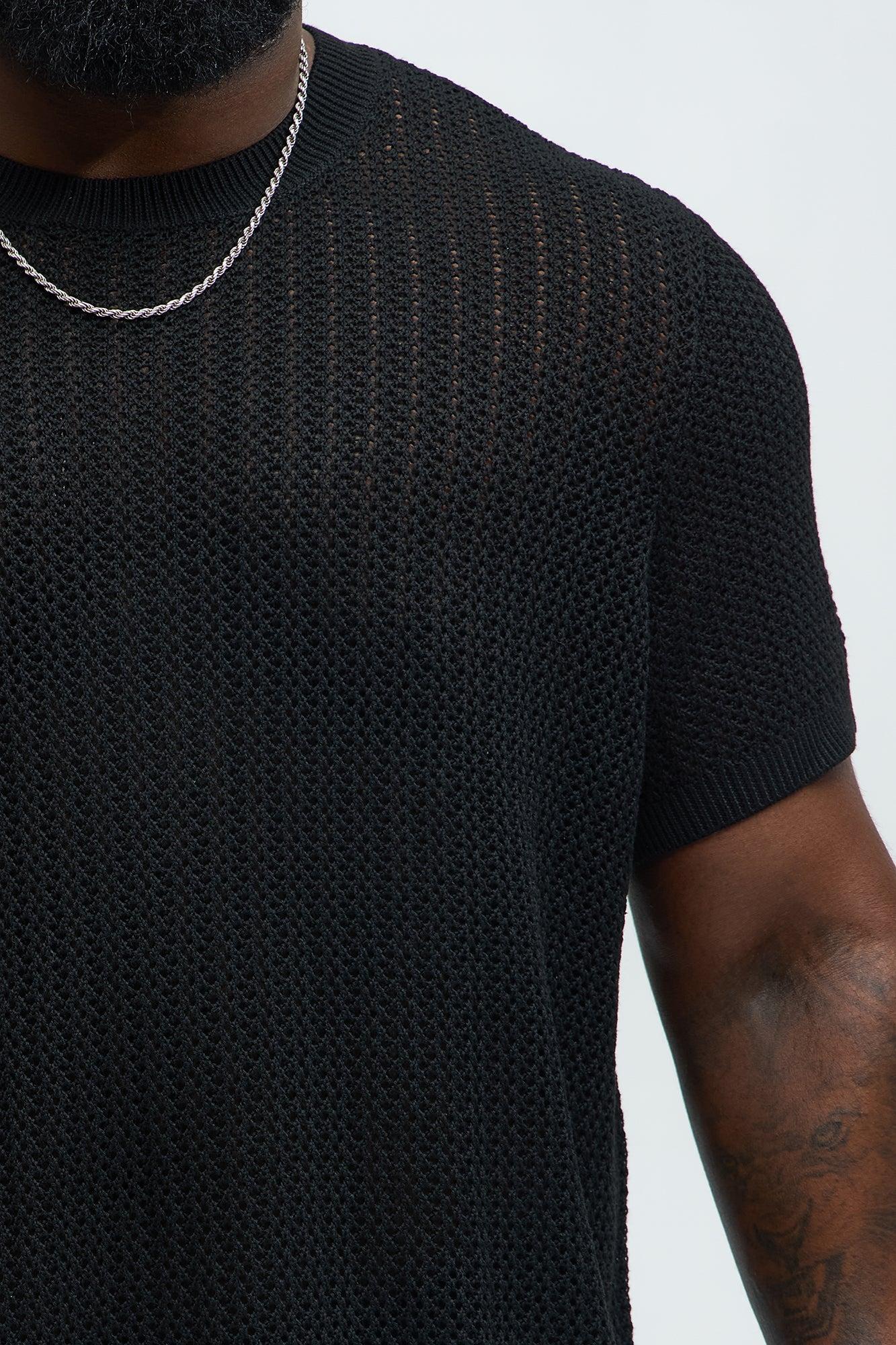 Jace Crochet Short Sleeve Tee - Black Product Image