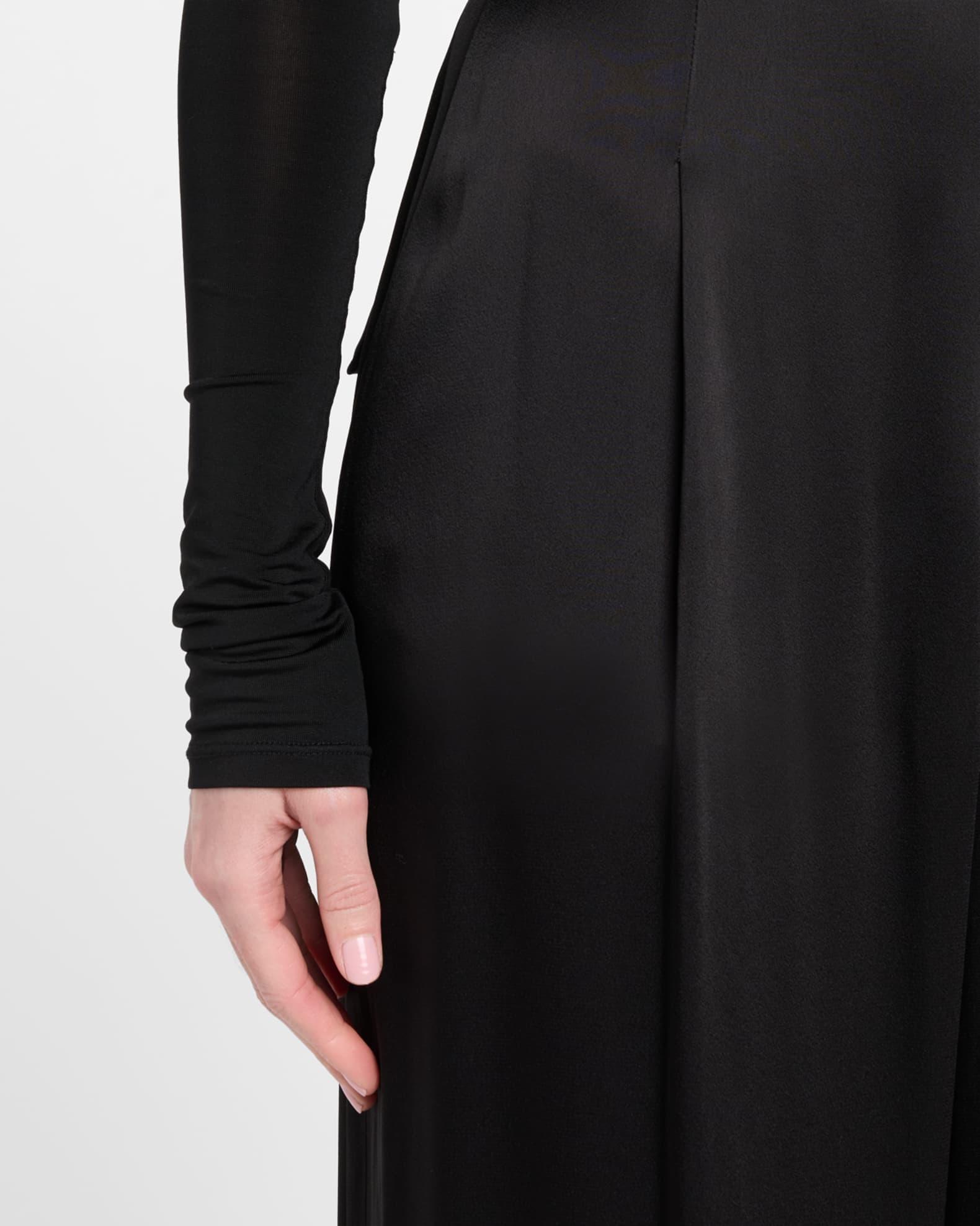 Mid-Rise Pleated Relaxed Straight-Leg Doubleface Satin Pants Product Image