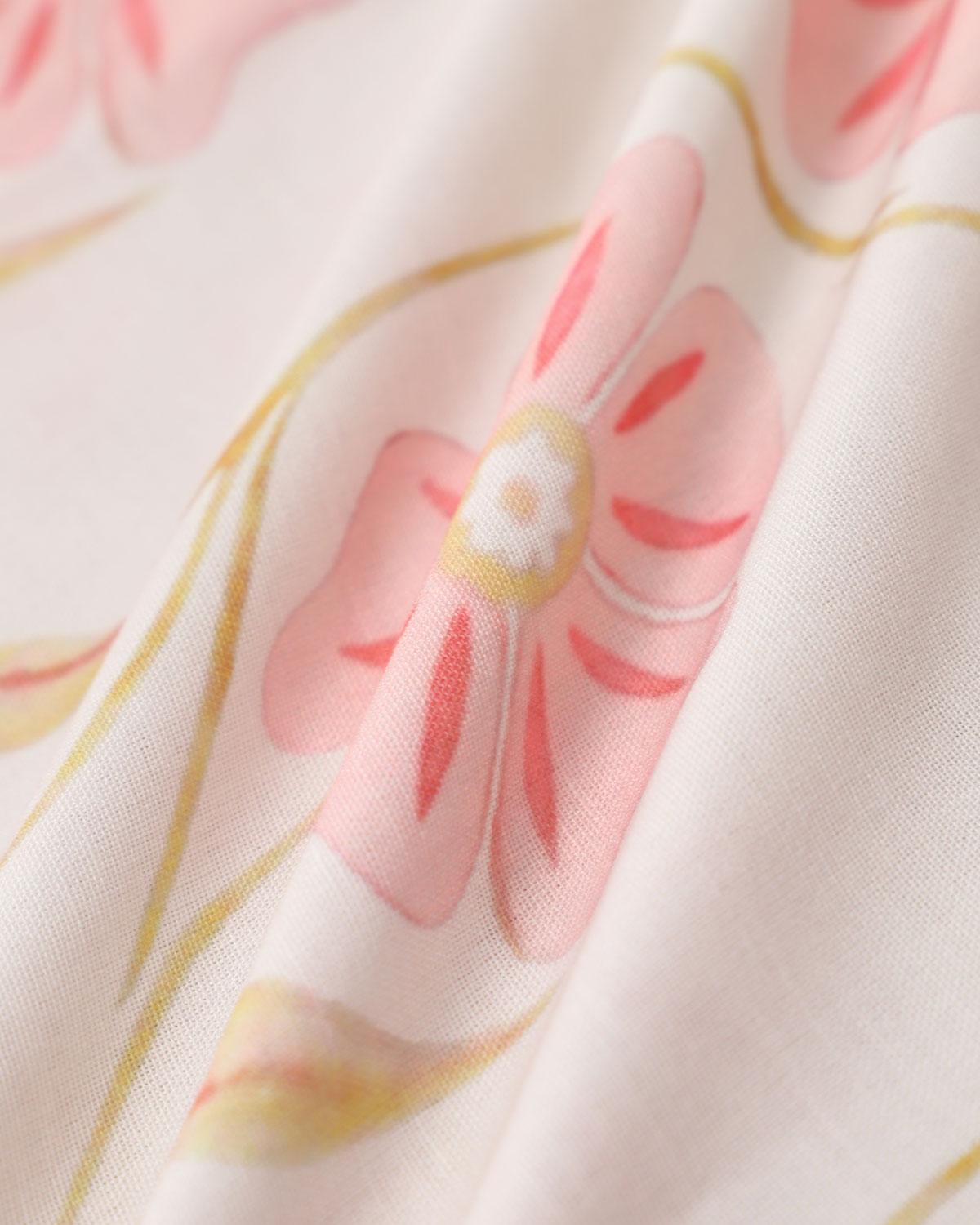 Pink Floral Flared Midi Skirt Product Image