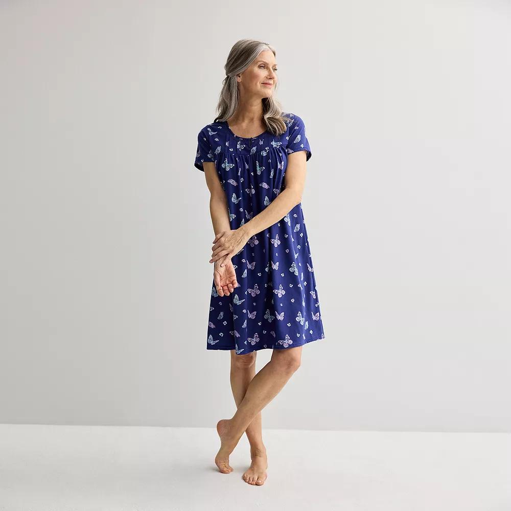 Petite Croft & Barrow® Knit Sleep Gown, Women's, Size: Small Petite, Butterfly Dream Product Image