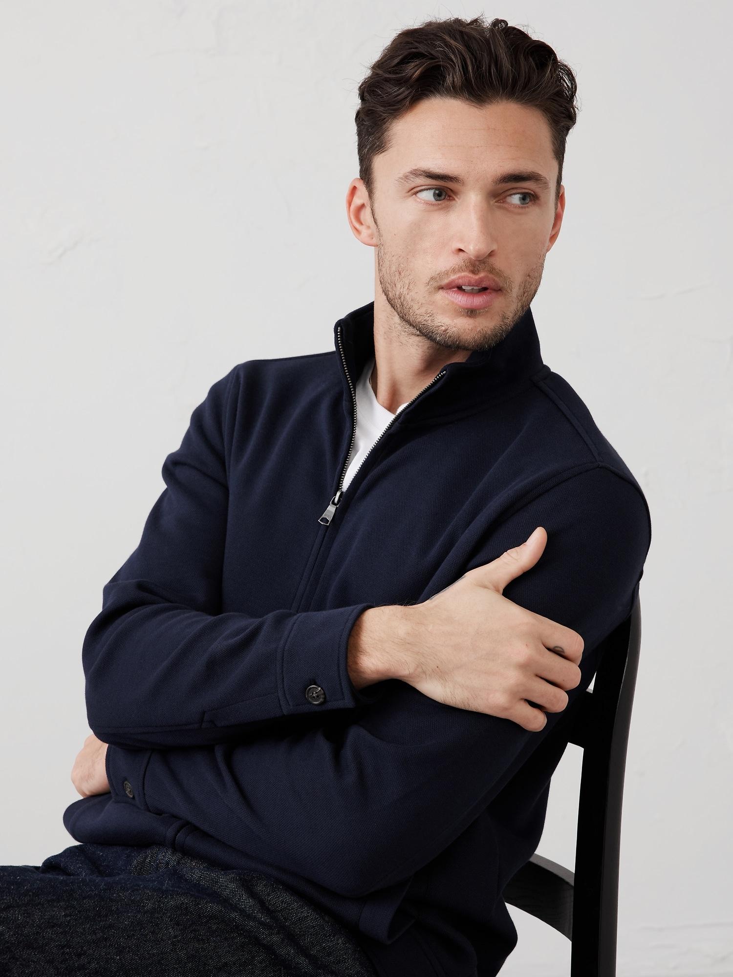 Pique Mock-Neck Jacket Product Image