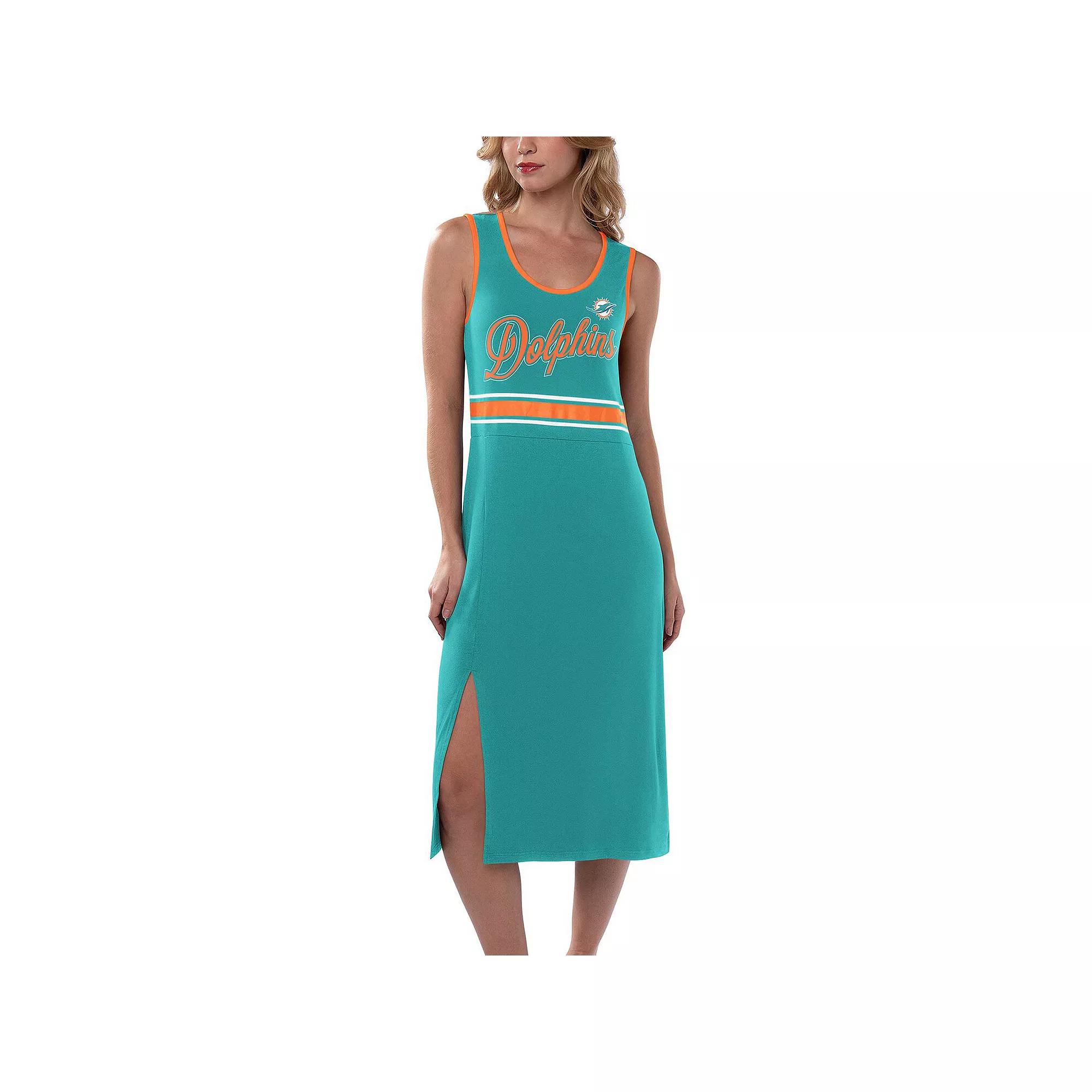 Women's G-III 4Her by Carl Banks Aqua Miami Dolphins Main Field Maxi Dress, Size: 2XL, Turquoise A Product Image