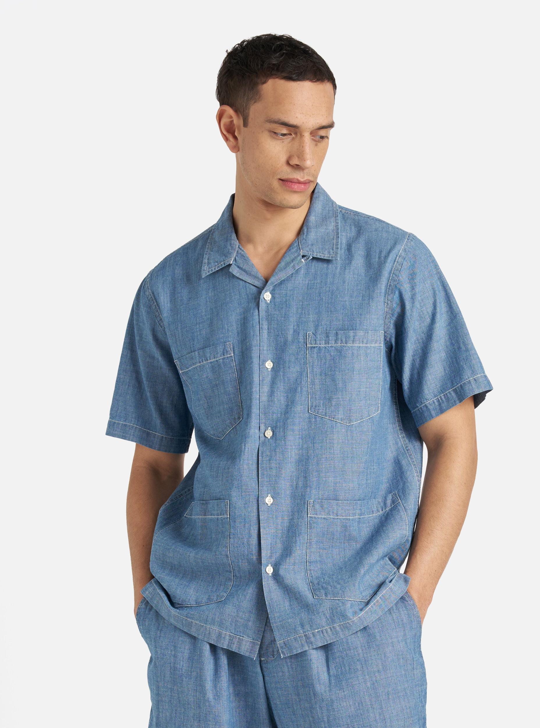 Washed Indigo Chambray Summer Overshirt Product Image