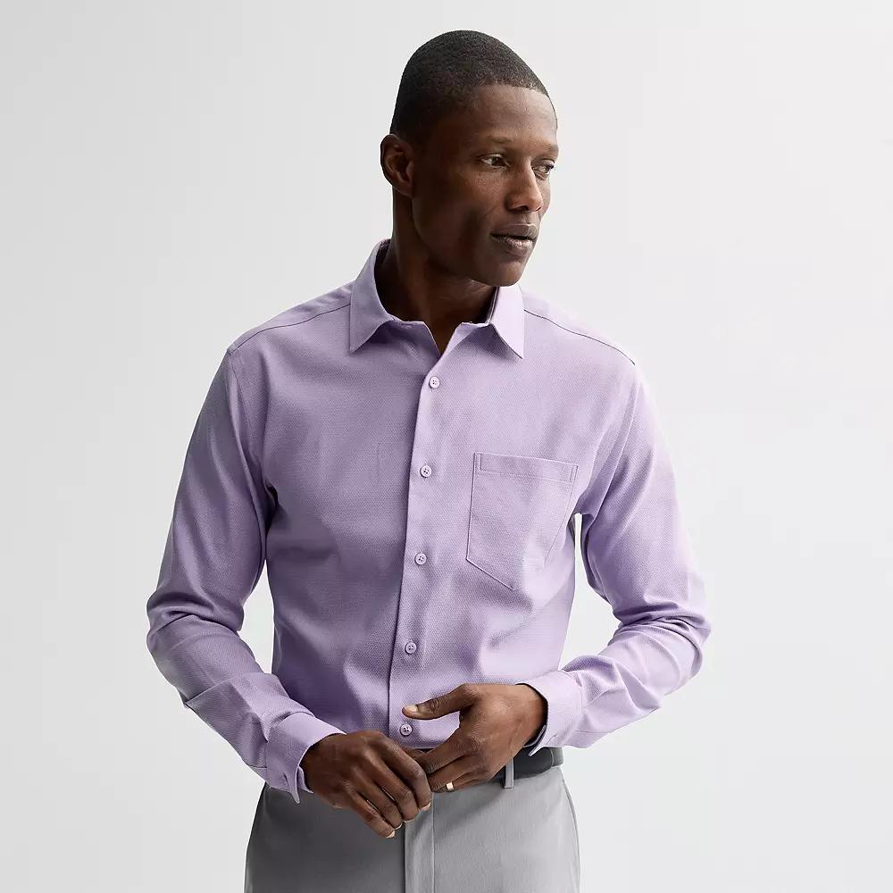 Men's Apt. 9® Slim Fit Wrinkle Free Dress Shirt, Size: Medium-32/33, Purple Dobby Product Image
