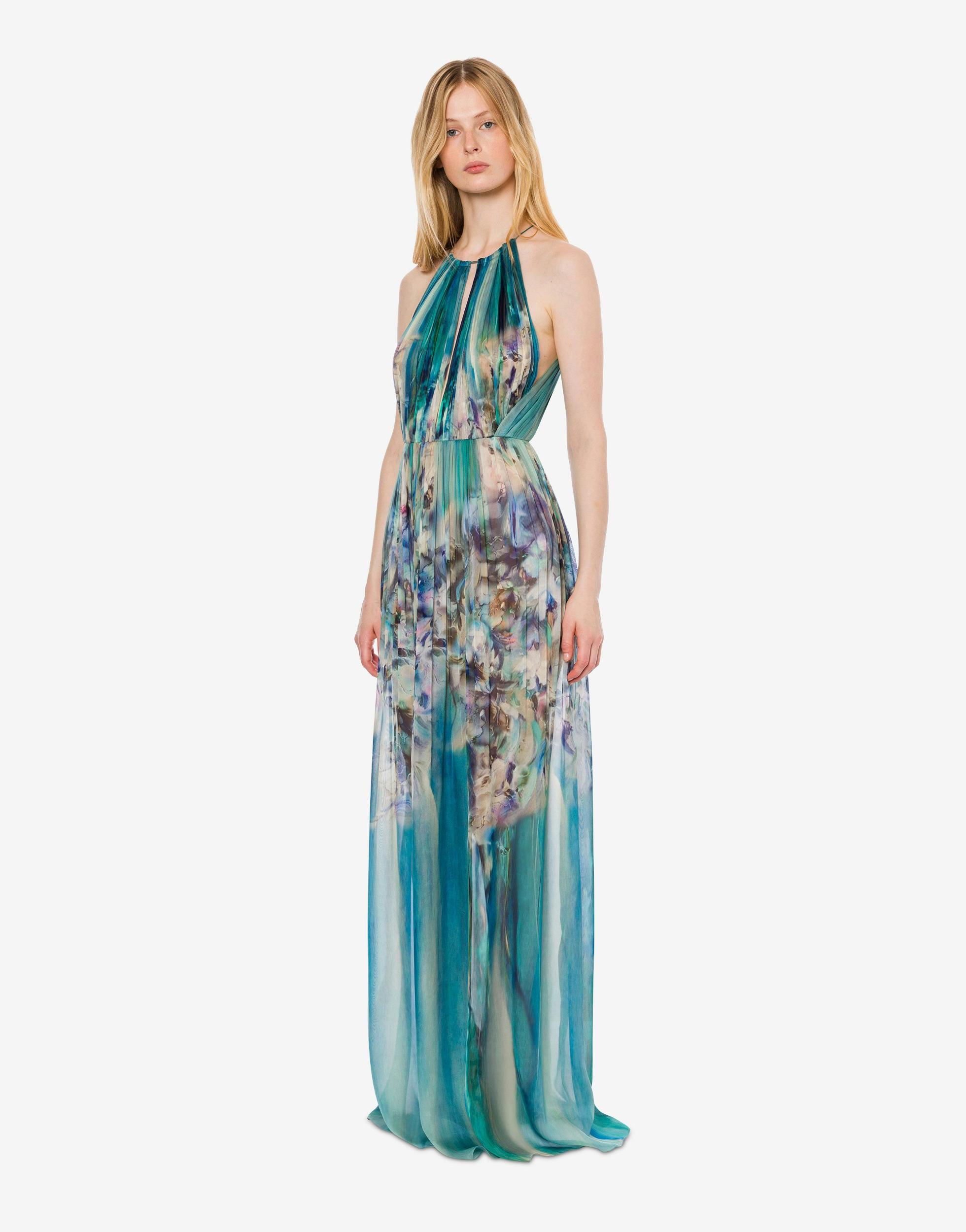 Chiffon dress with water lily print Product Image