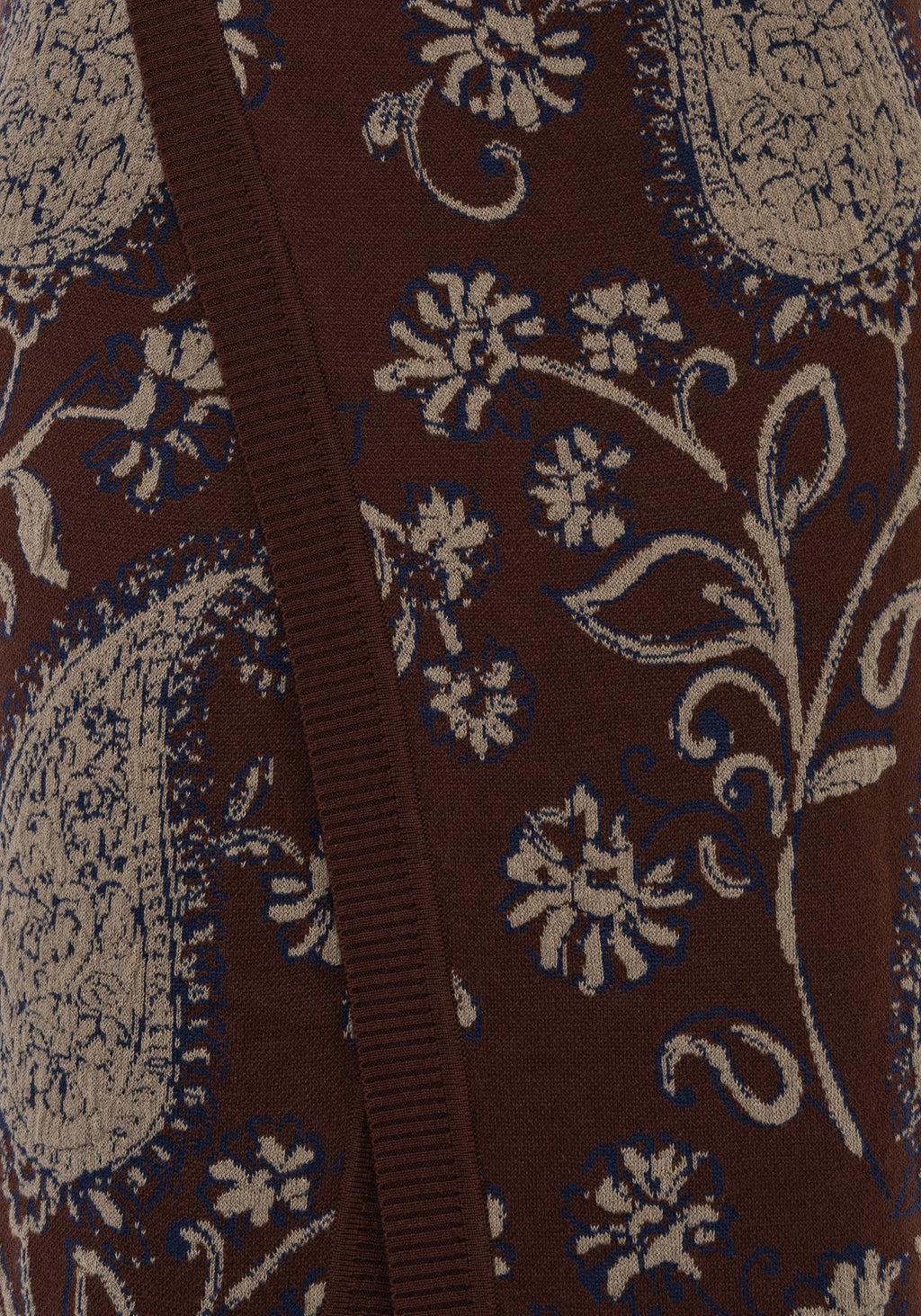 Gillian Cotton Paisley Knit Midi Wrap Skirt Product Image