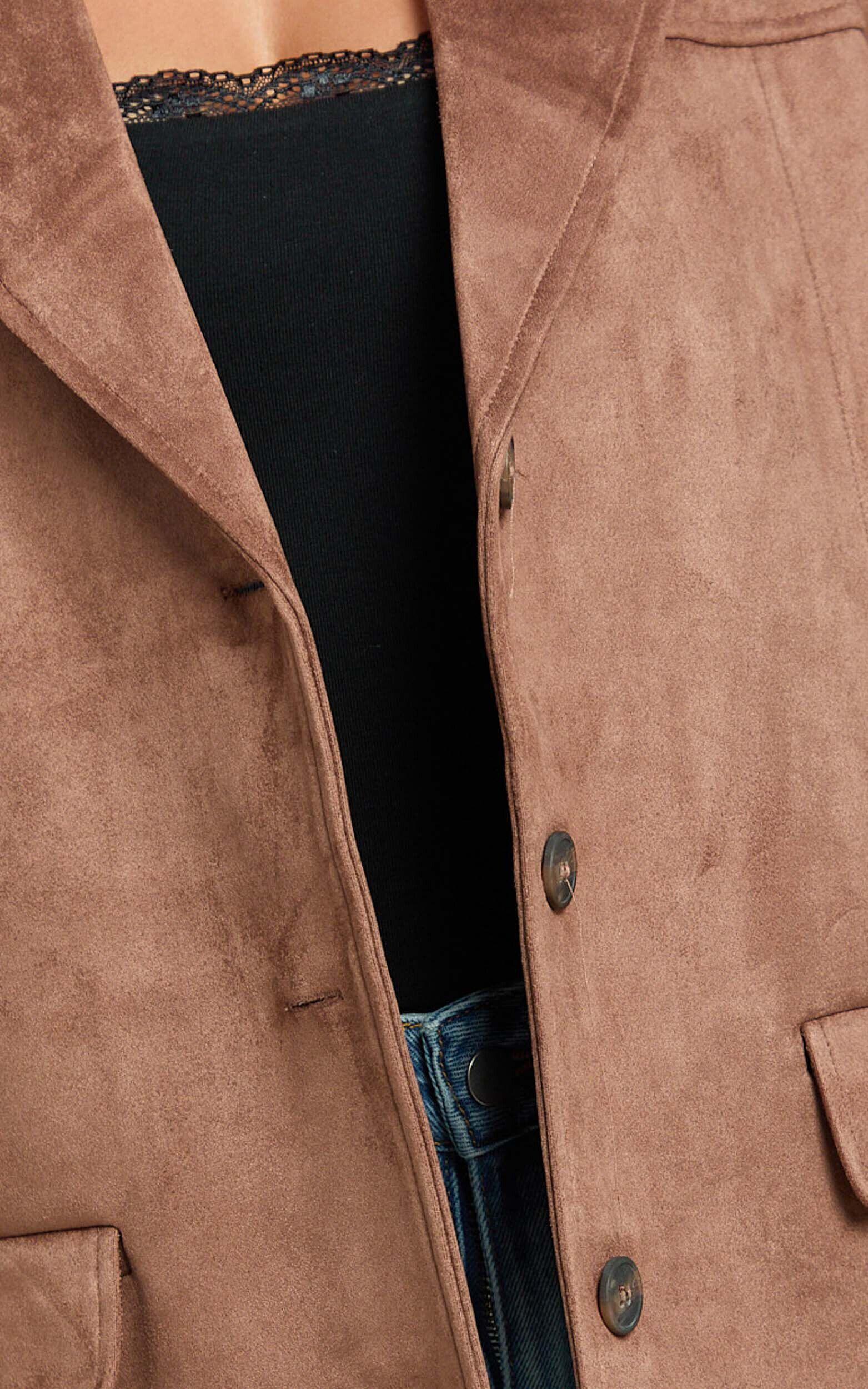 Priscilla Jacket - Faux Suede Relaxed Fit Jacket in Brown Tan Product Image