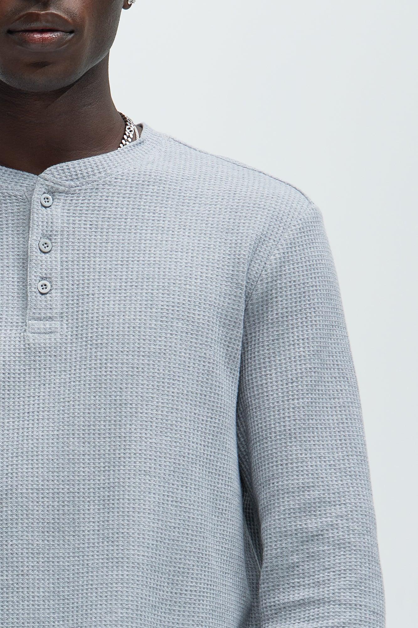 Wesley Long Sleeve Henley - Heather Grey Product Image