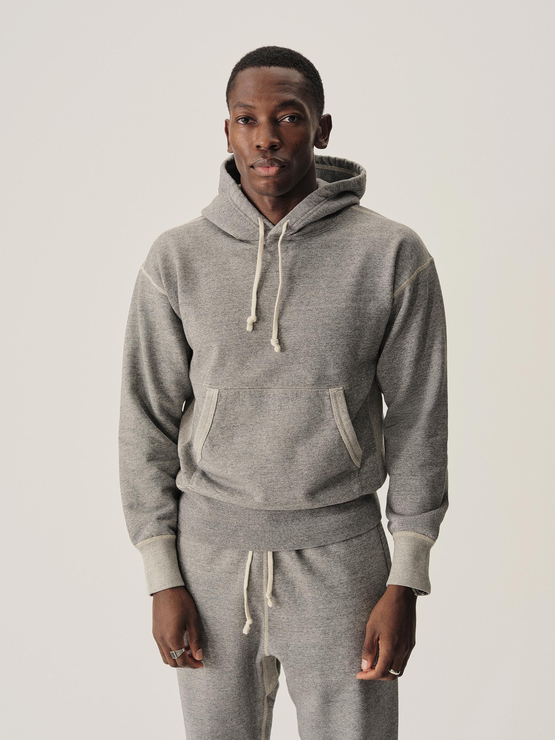 Two Tone Heather Grey Welterweight Hooded Sweatshirt Product Image