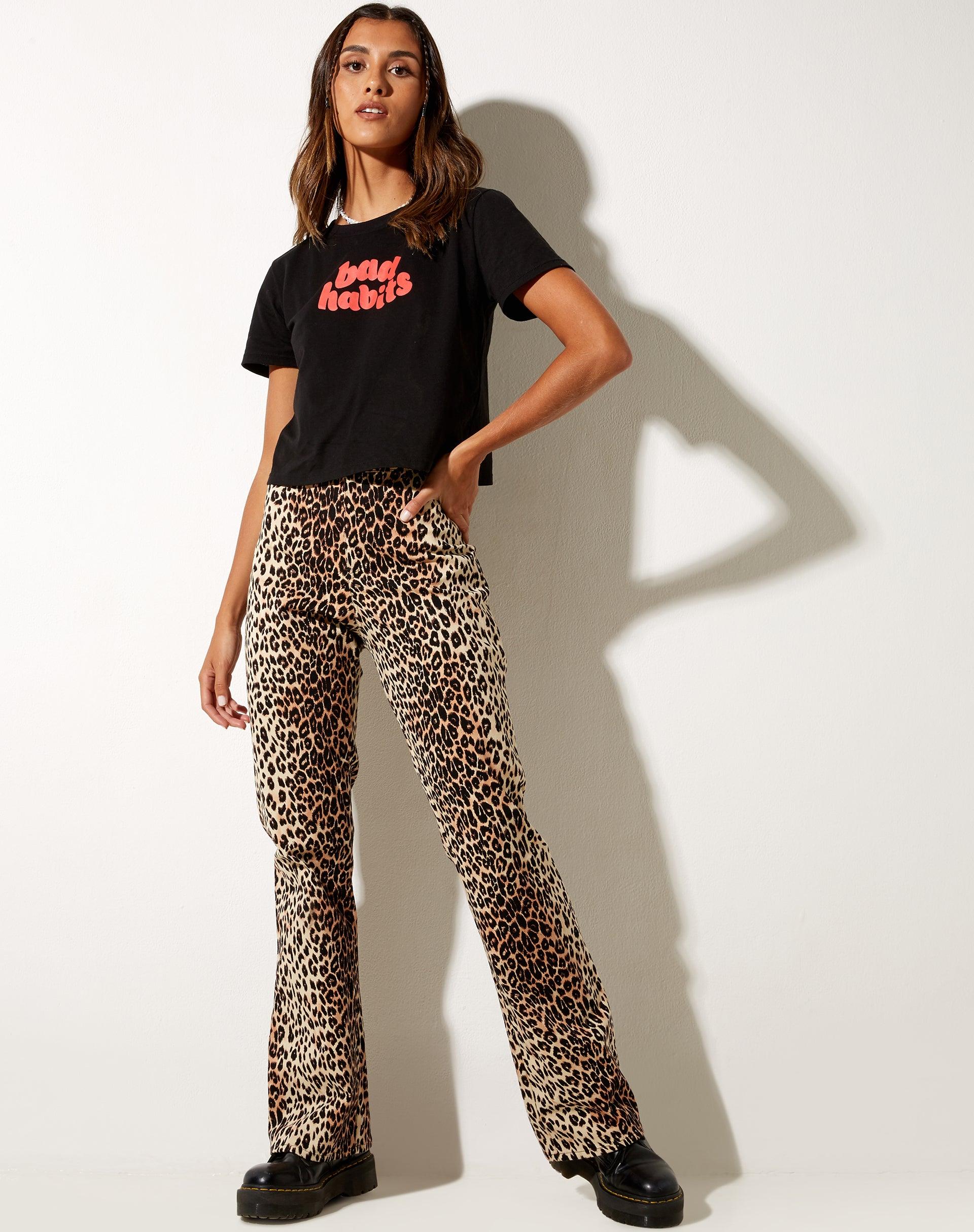 Zoven Flare Trouser in True Leopard Product Image