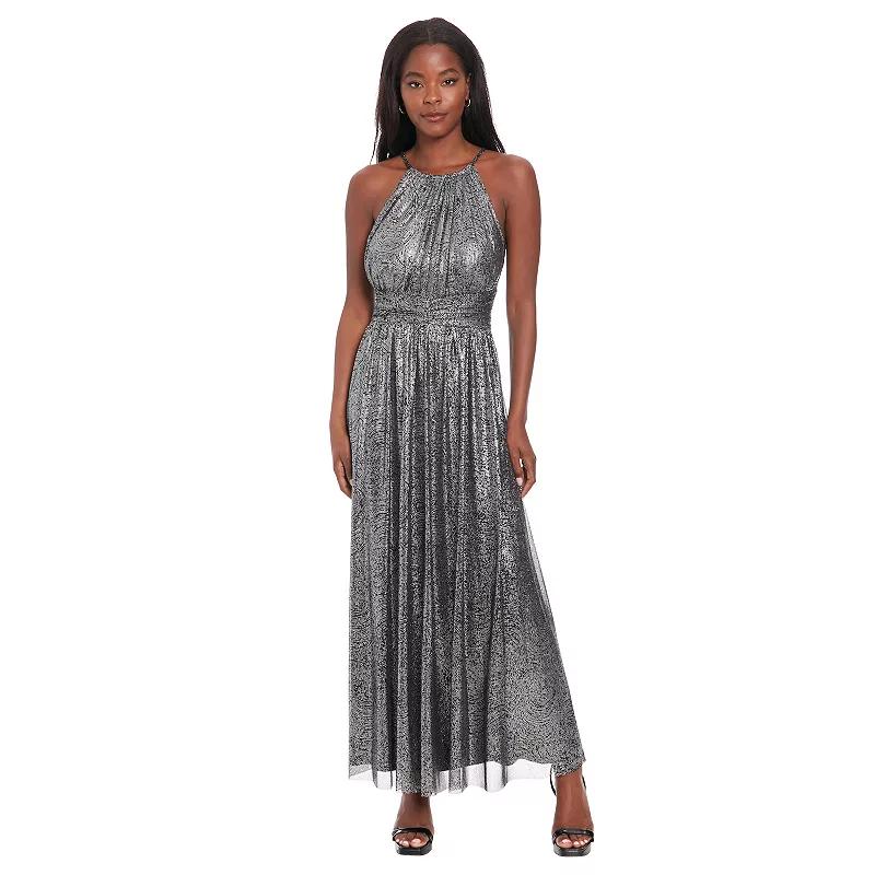 Women's London Times Halter Neck Ruched Maxi Dress,  Product Image